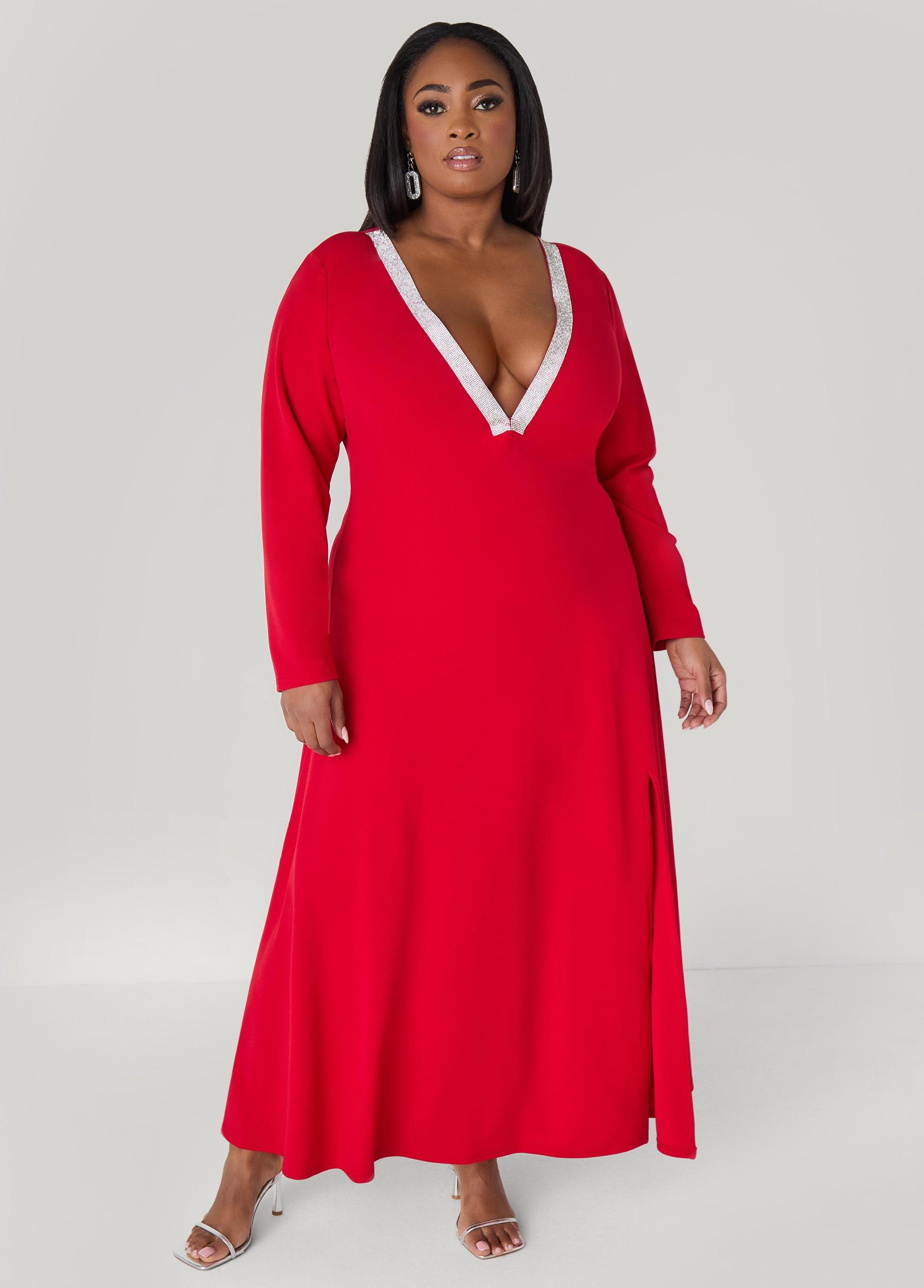 Crystal Embellished V Neck Gown Product Image