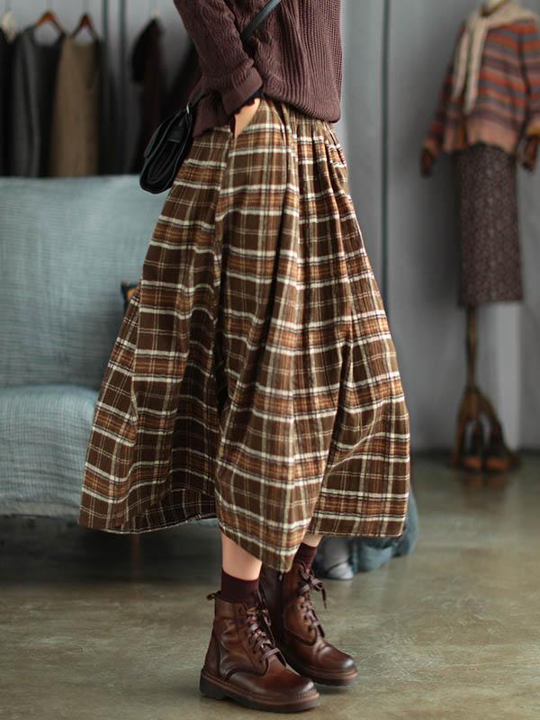 Artistic Retro Plaid A-Line Skirt Product Image