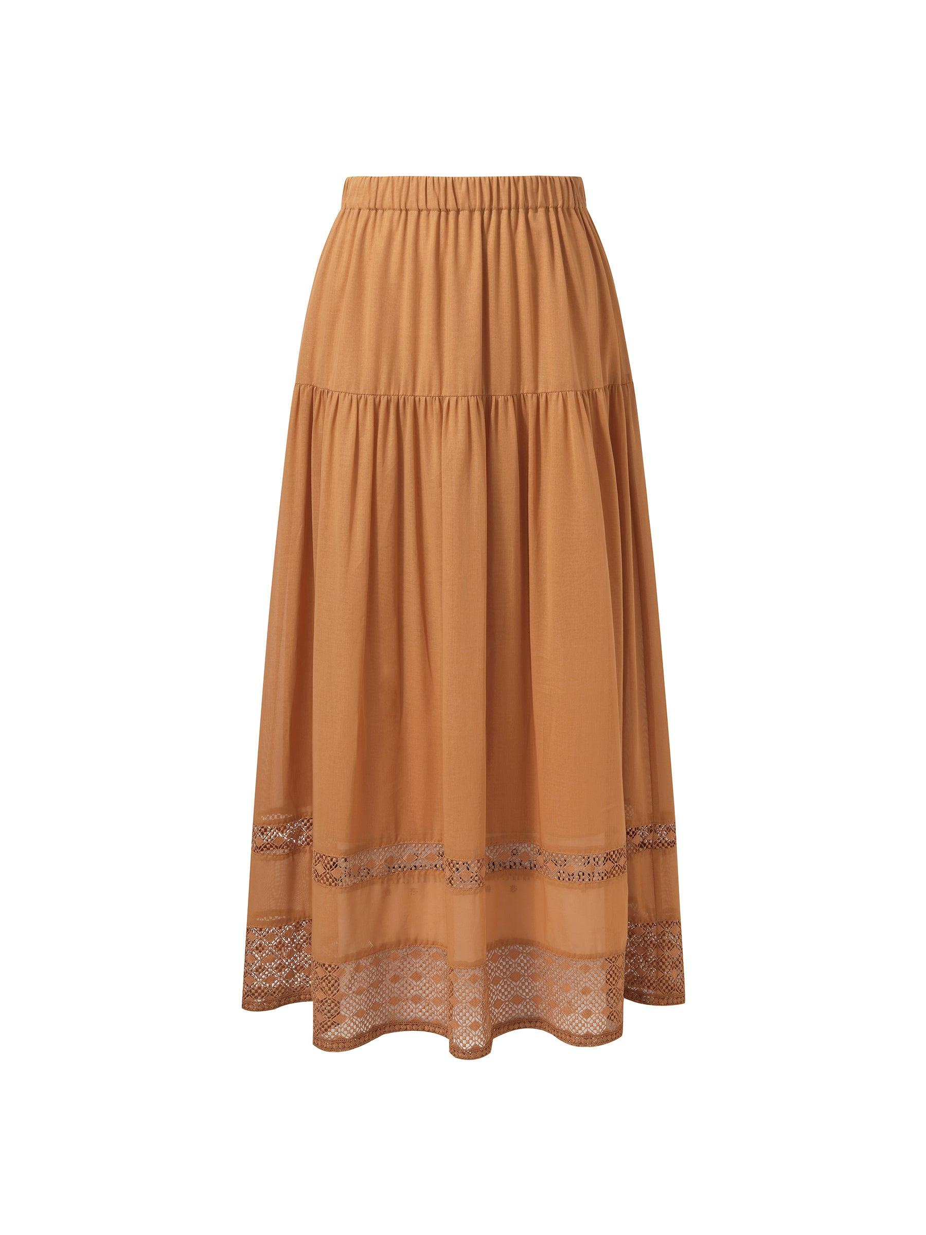 100% Cotton Patchwork Lace Embroidered Women Skirt Product Image