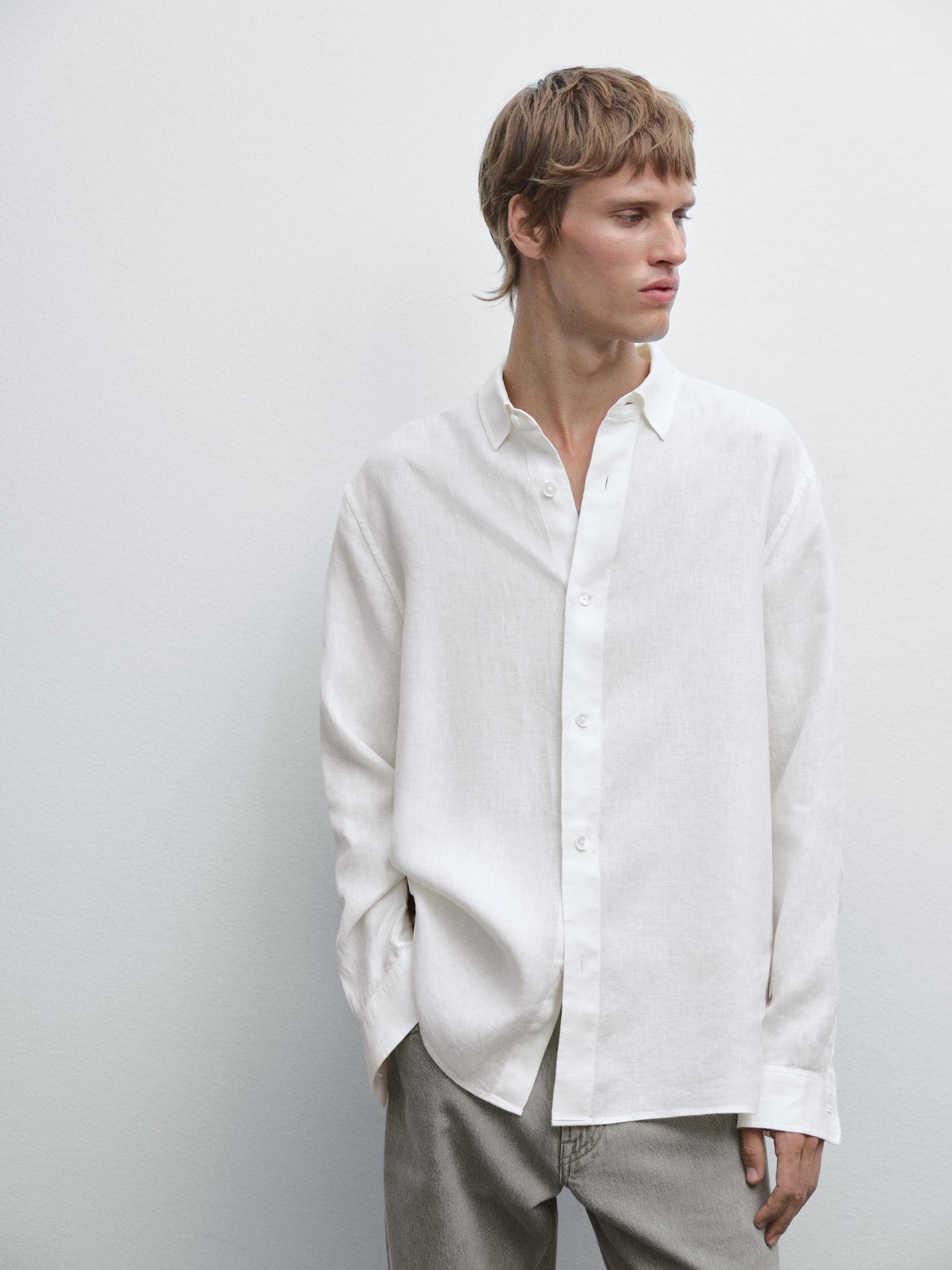 100% linen regular fit shirt Product Image