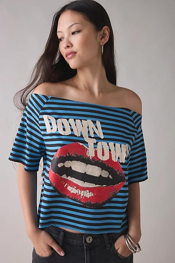 Y2K Graphic Off-The-Shoulder Cropped Tee Womens at Urban Outfitters Product Image