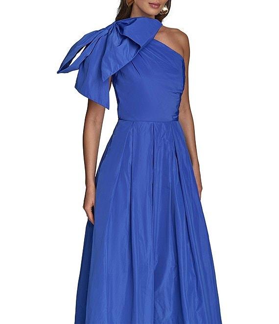 Donna Karan Taffeta Bow One Shoulder Sleeveless Ballgown Product Image