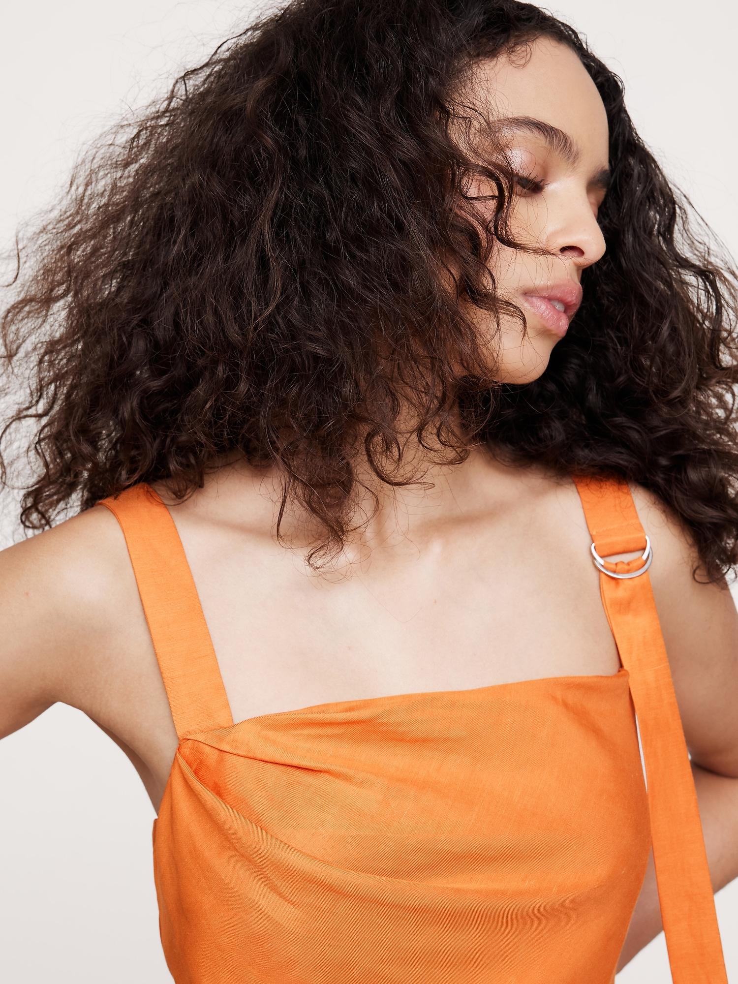 Draped Viscose-Linen Maxi Dress Product Image