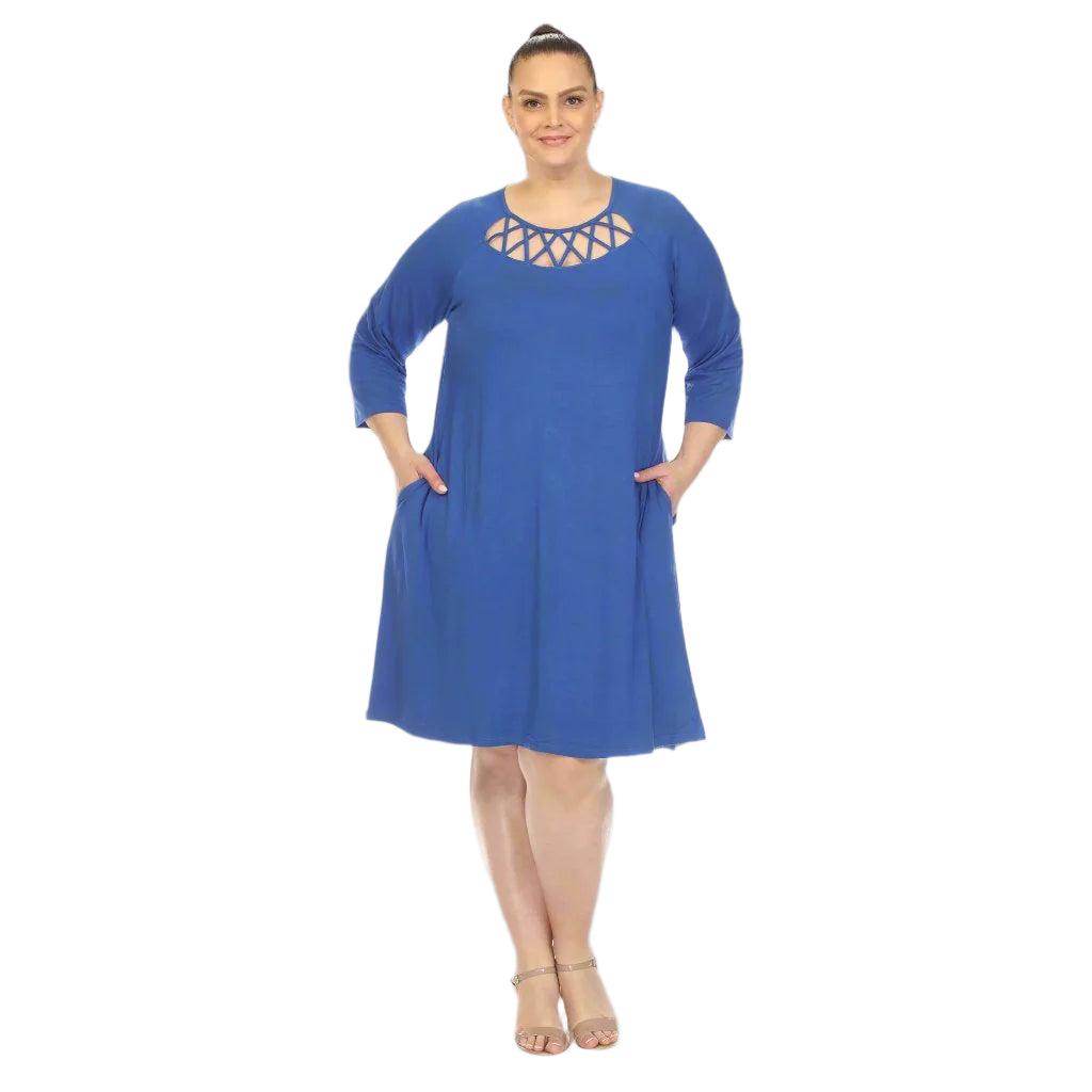 Criss Cross Neckline Swing Midi Dress - Plus Product Image