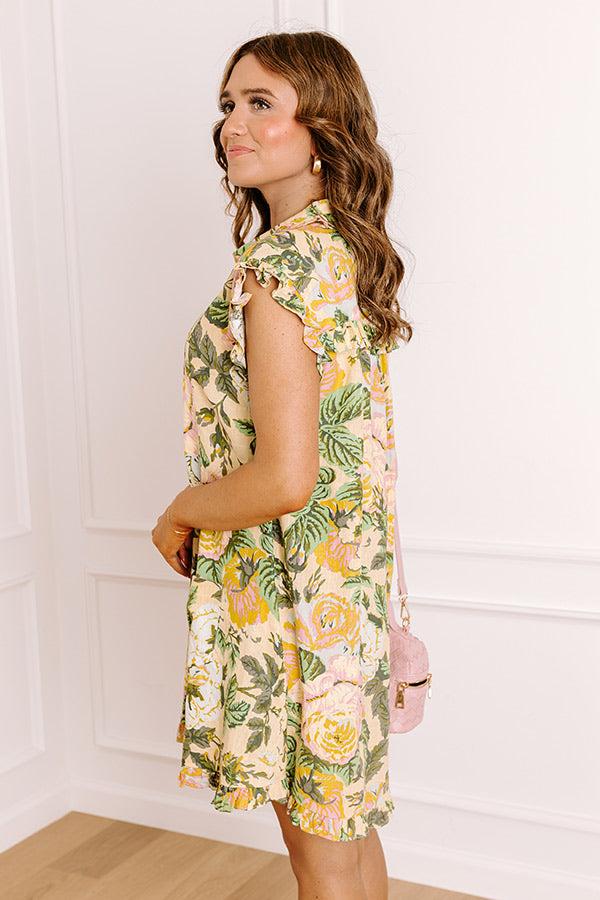 Rose Reverie Linen-Blend Mini Dress Product Image