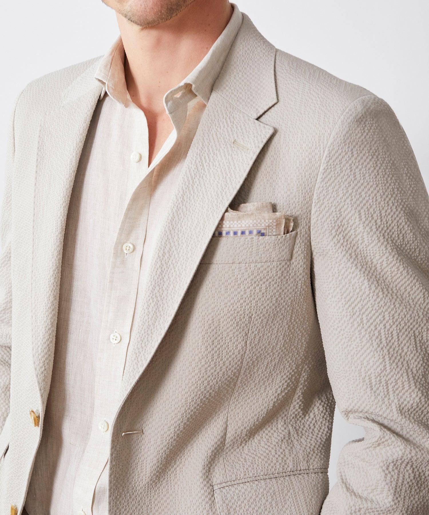 Italian Seersucker Sutton Jacket in Stone Product Image