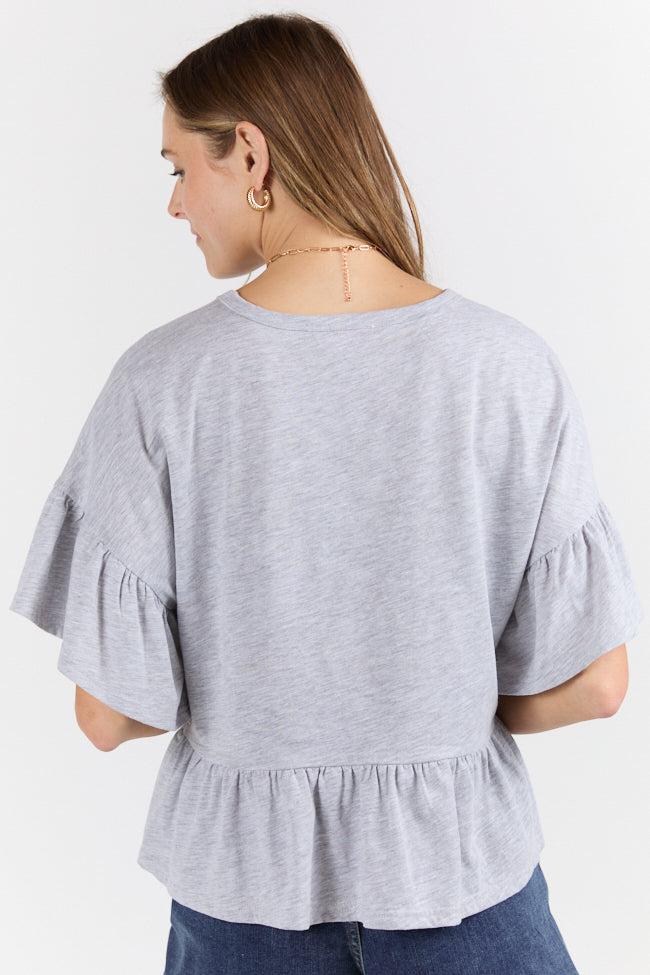 Perfect Grey Knit Ruffle Hem Tee FINAL SALE Product Image