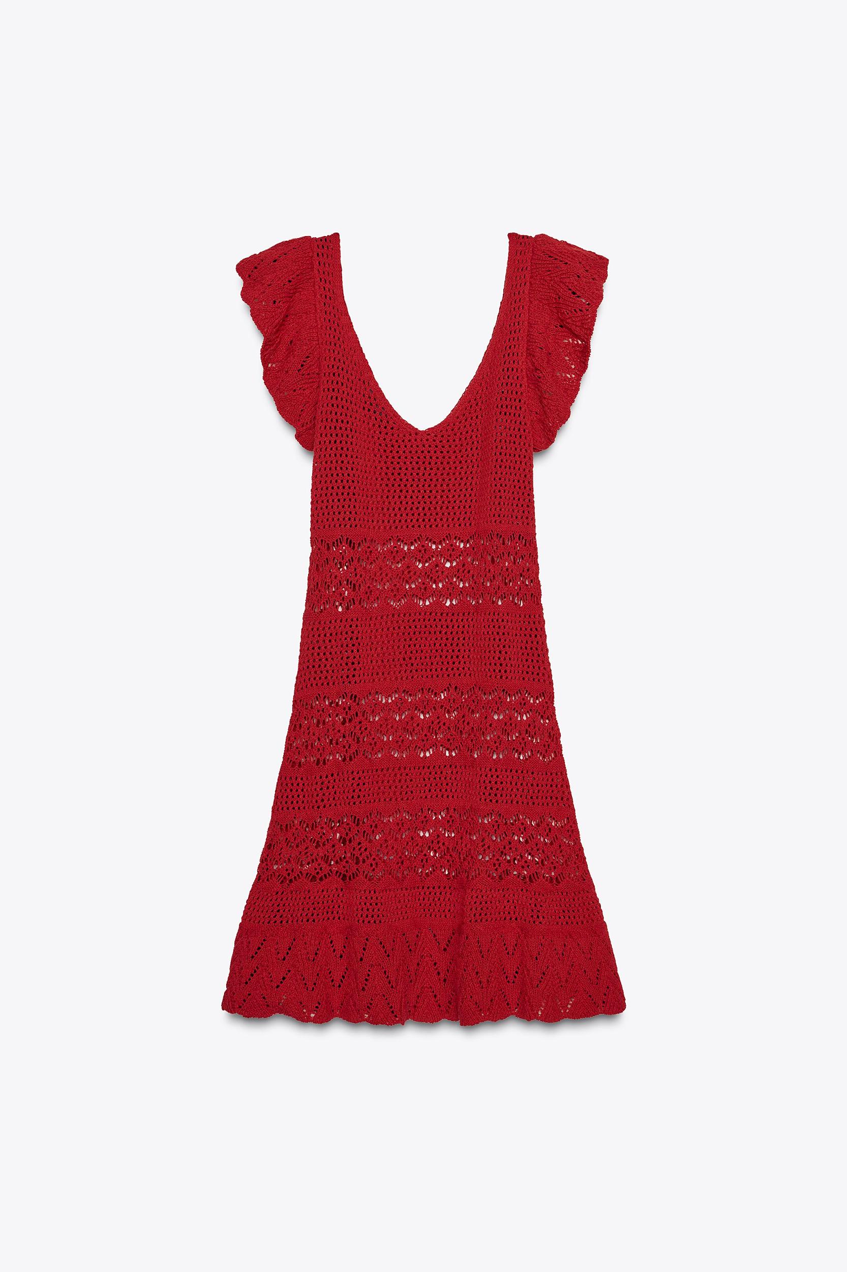 RUFFLED TEXTURED KNIT MINI DRESS Product Image