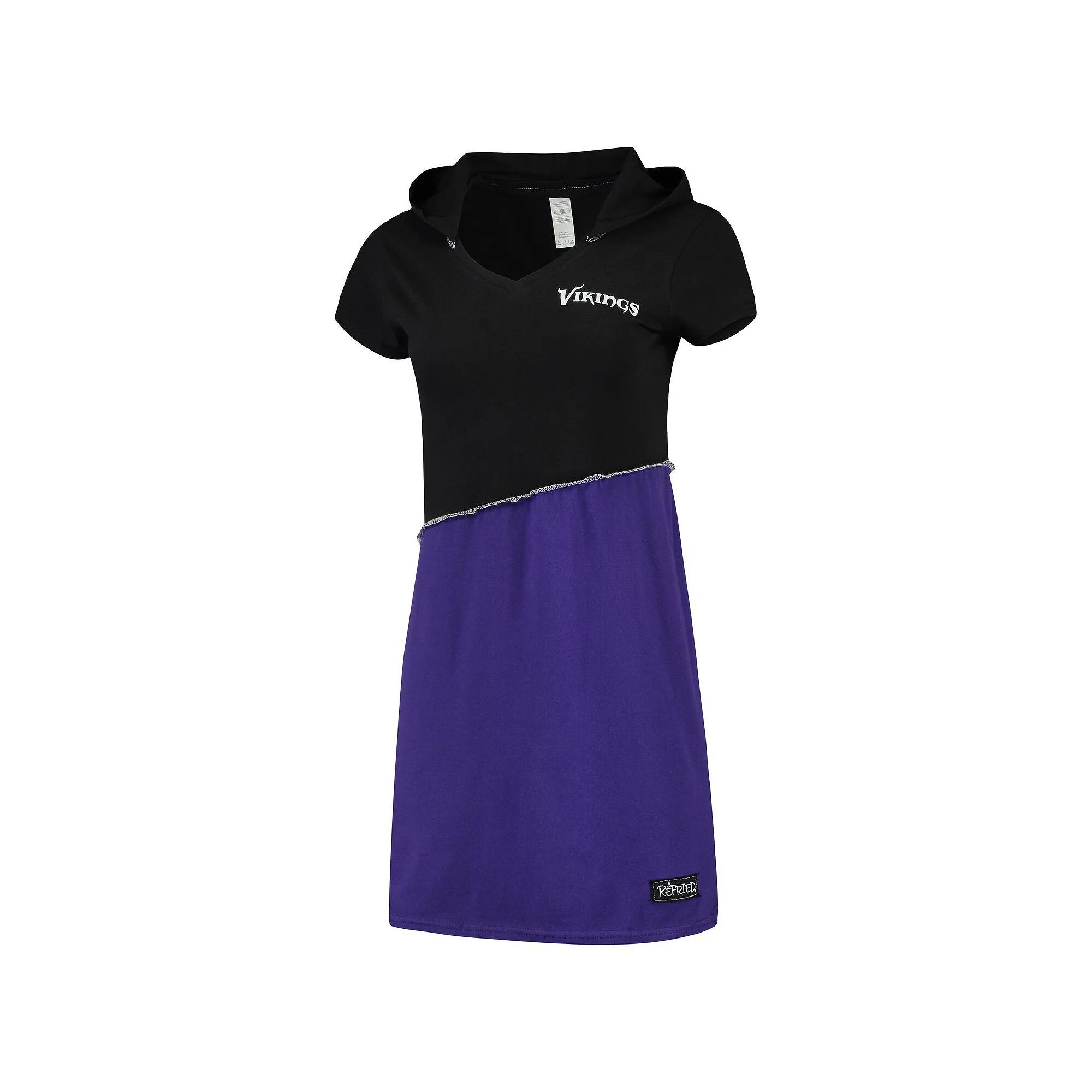Women's Refried Apparel Black/Purple Minnesota Vikings Sustainable Hooded Mini Dress, Size: Small Product Image