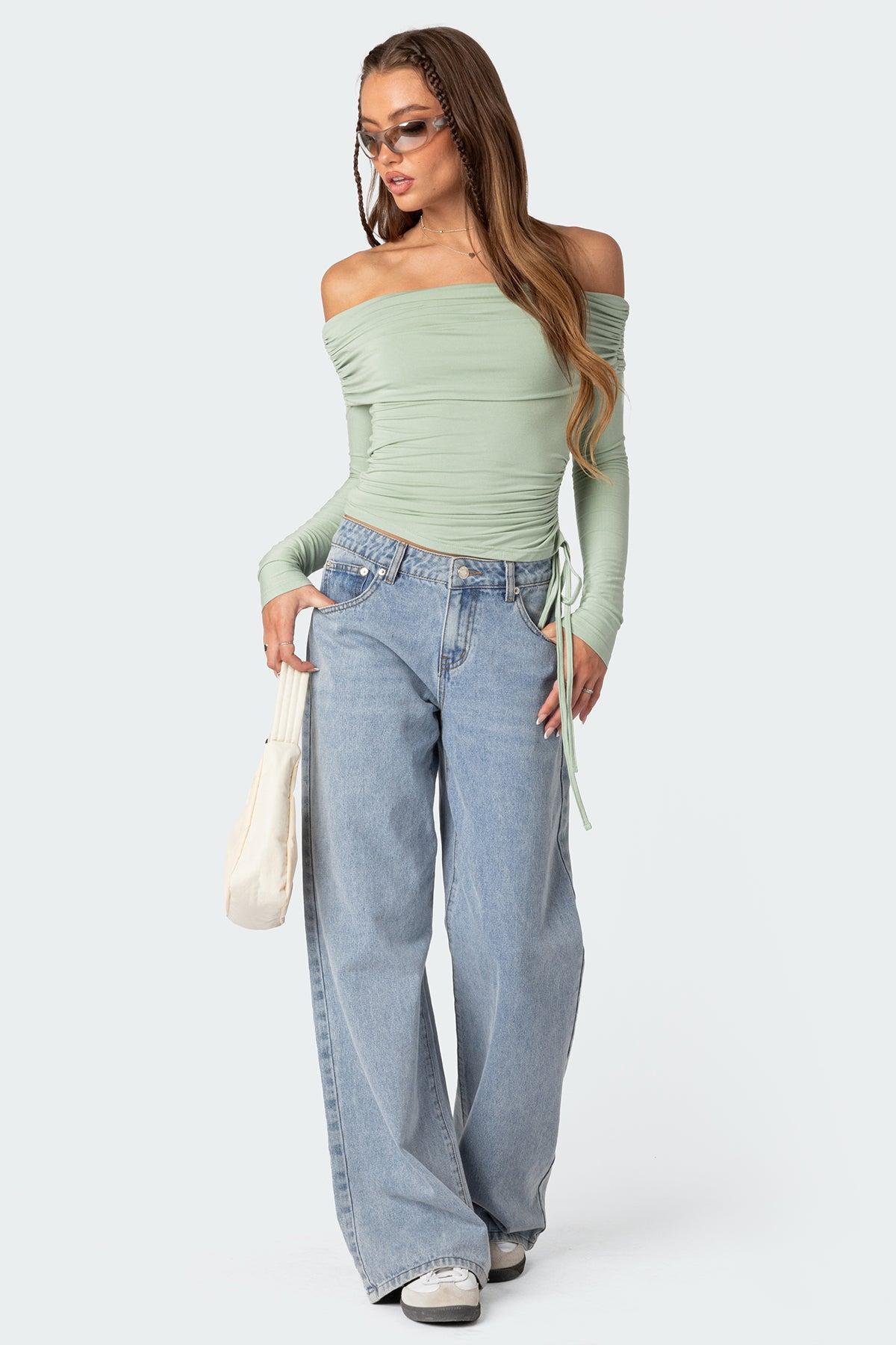 Gathered Fold Over Drawstring Top Product Image