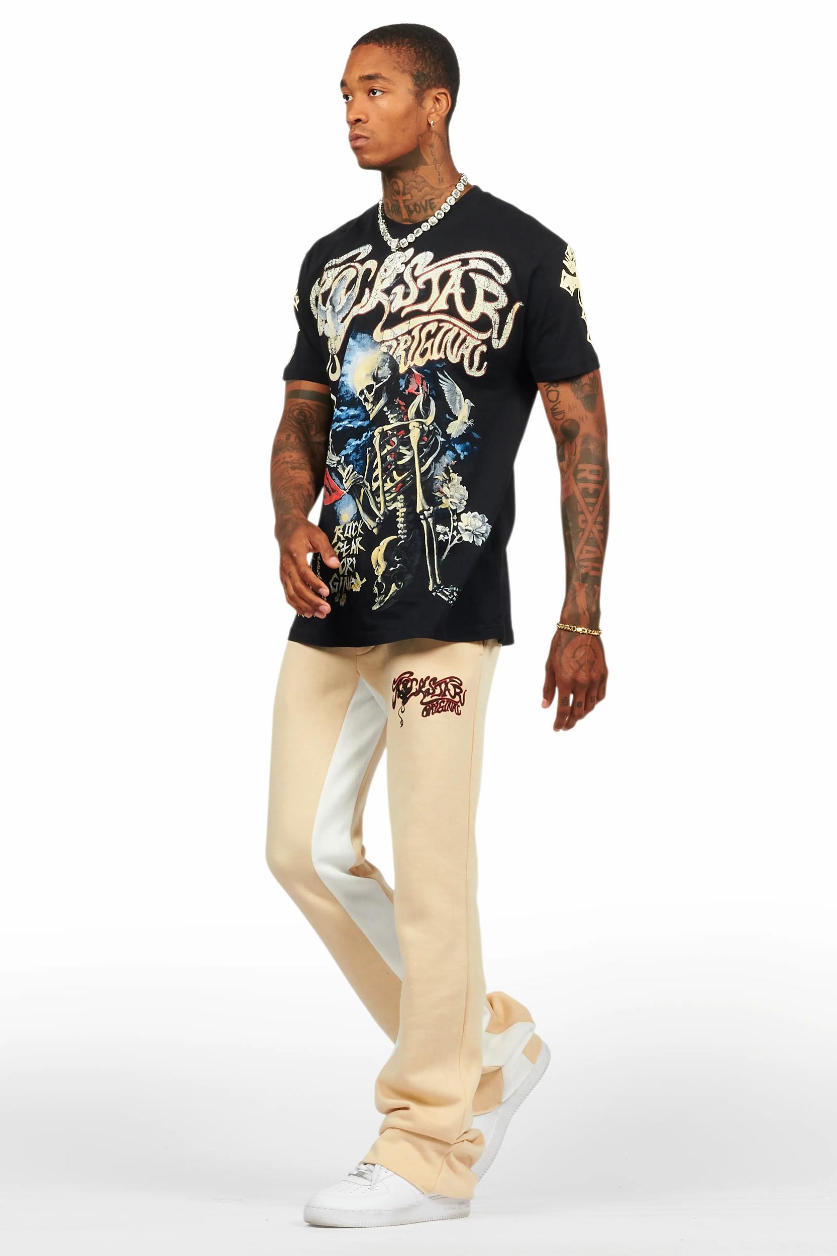 Danby Black/Beige T-Shirt/Baggy Pant Set Male Product Image