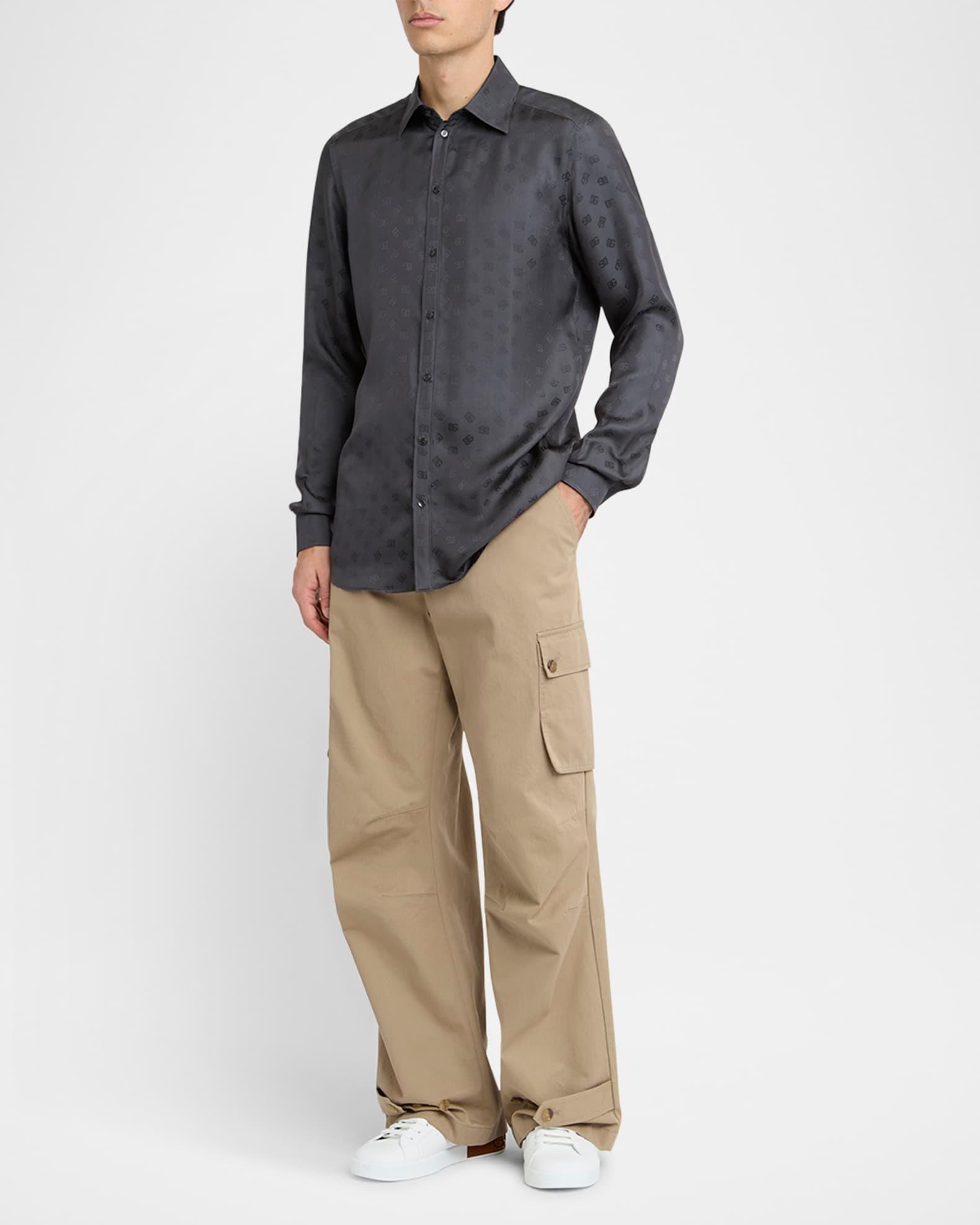 Men's Silk Jacquard Logo Martini-Fit Sport Shirt Product Image