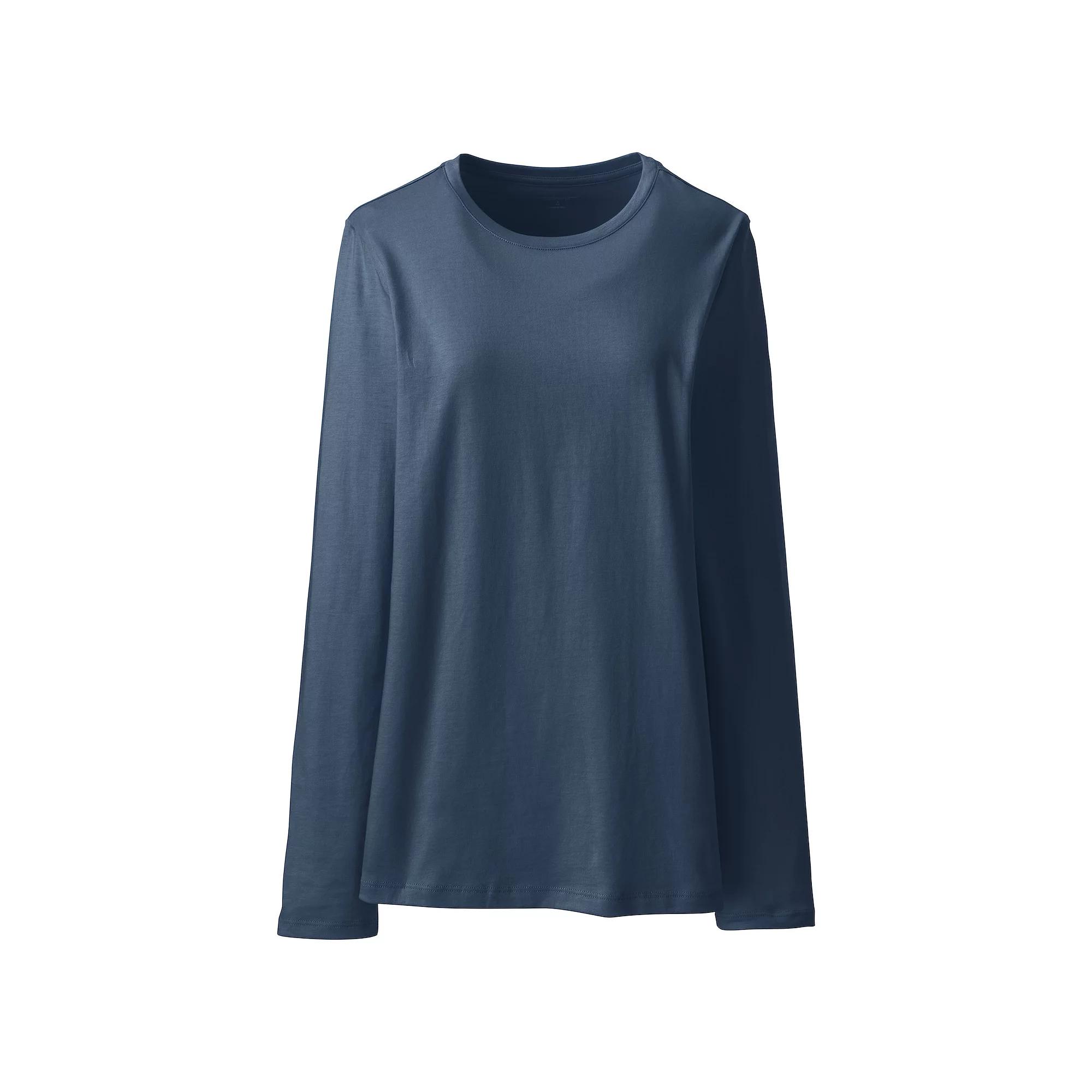 Petite Lands' End Relaxed-Fit Supima Long Sleeve Cotton Crewneck Tee, Women's,  Product Image