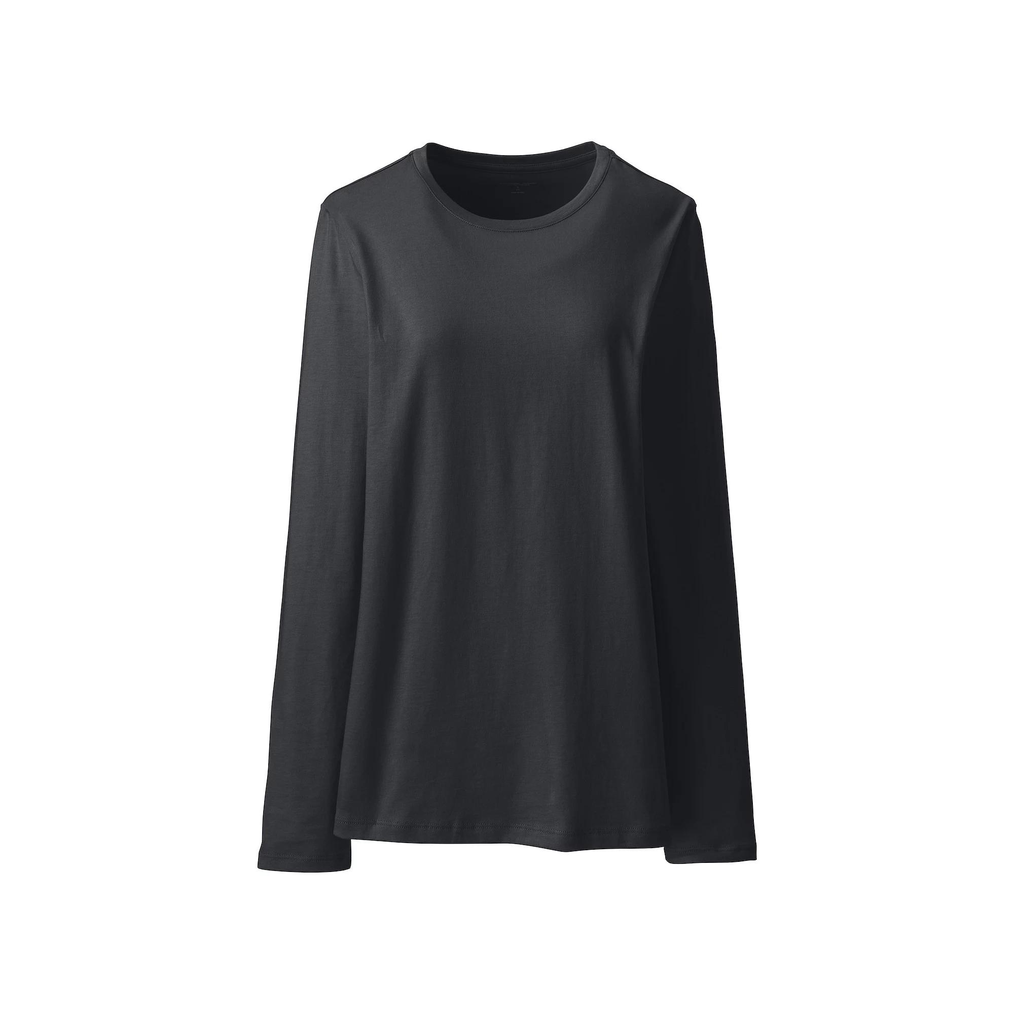 Petite Lands' End Relaxed-Fit Supima Long Sleeve Cotton Crewneck Tee, Women's,  Product Image
