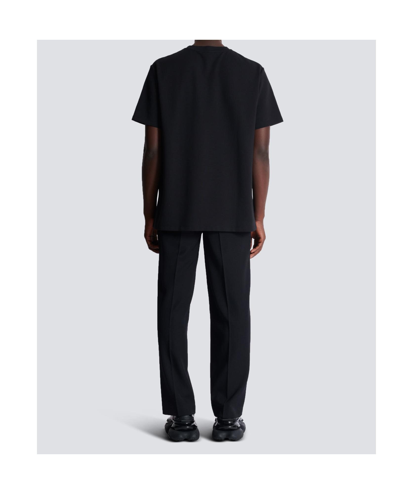 BALMAIN Logo-embroidered Crew-neck T-shirt In Black Product Image