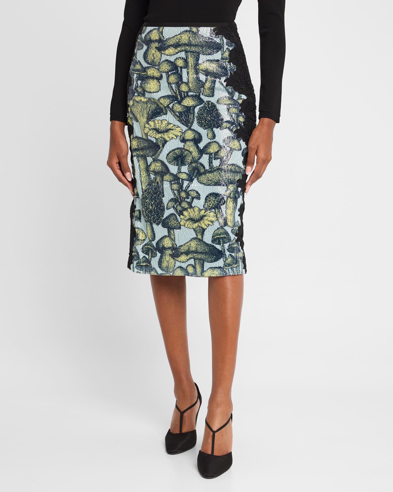 Sequined Mushroom Lace Slip Skirt Product Image