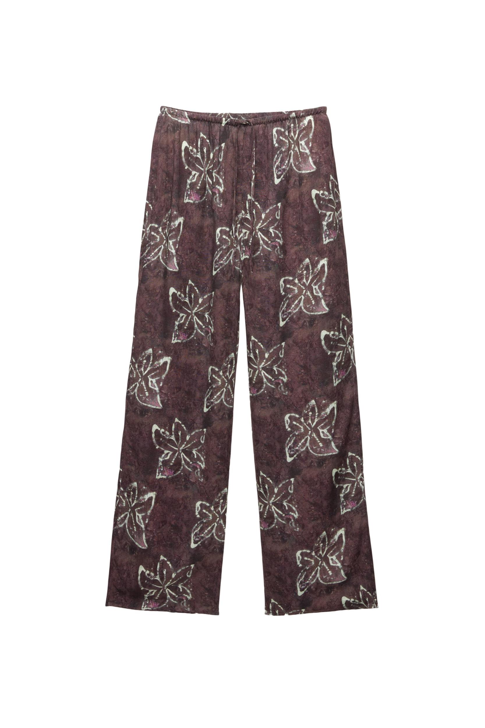 Loose-fitting floral print pants Product Image
