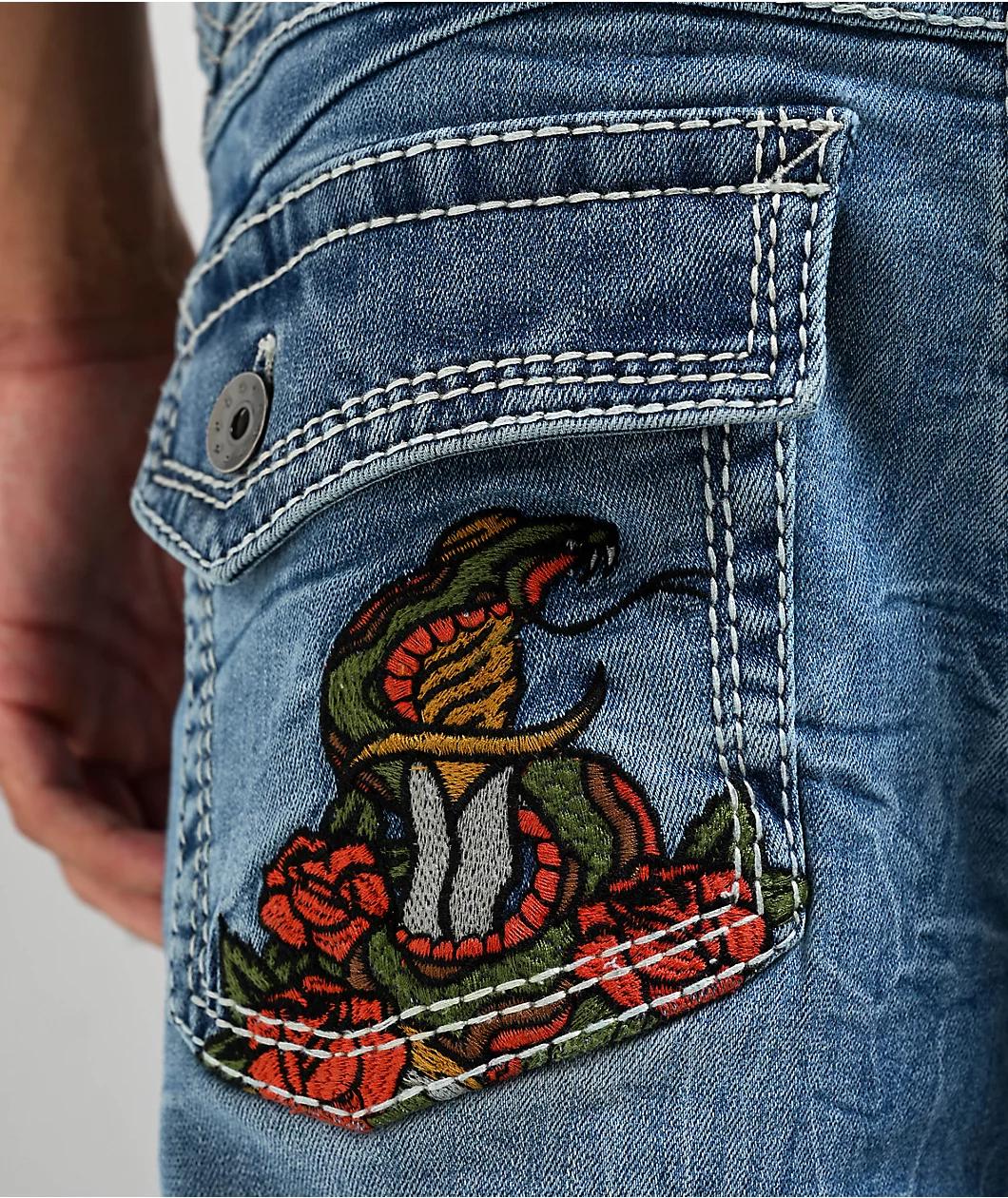 Ninth Hall Eagle Signal Fracture Stacked Flare Jeans Product Image