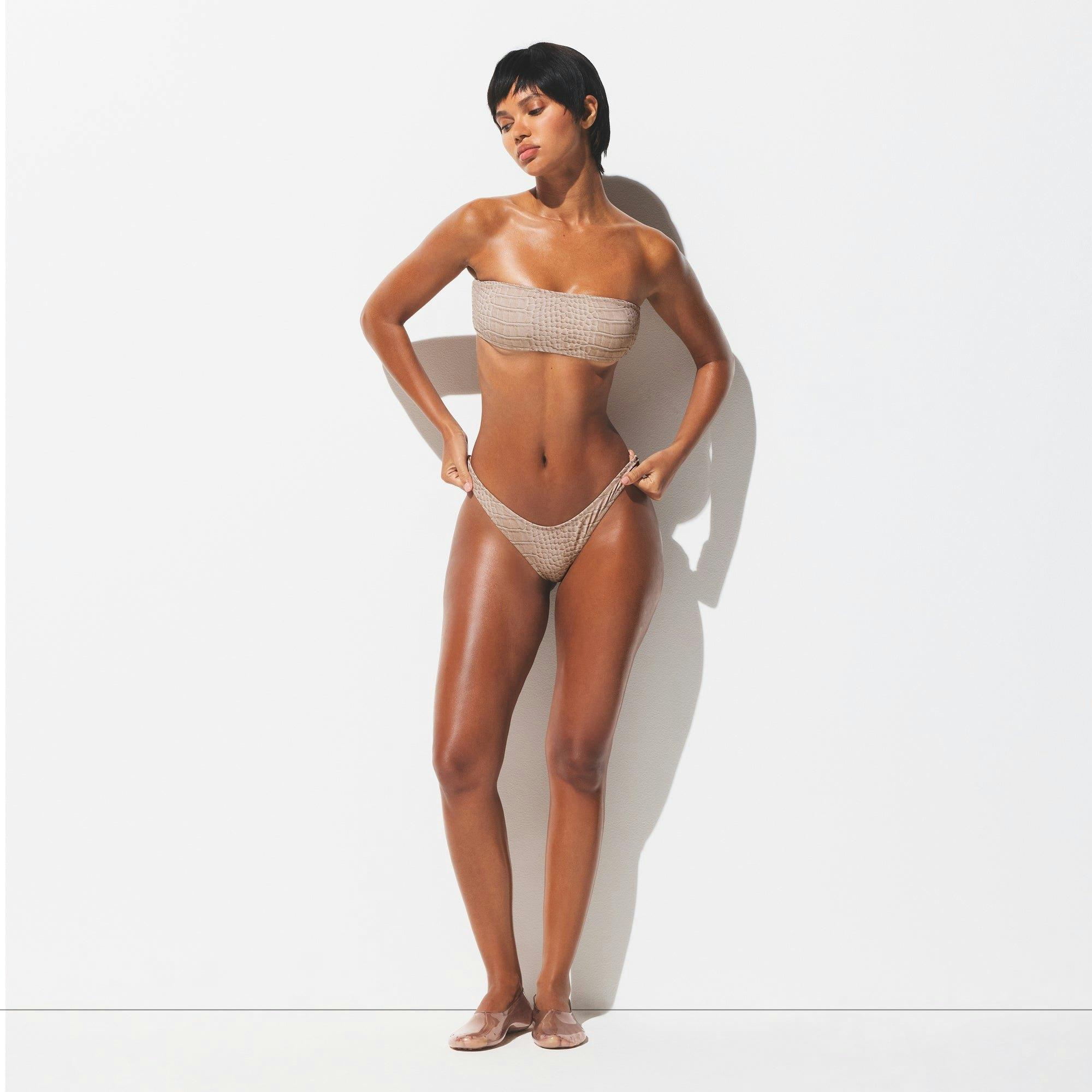 SIGNATURE SWIM TANGA BIKINI BOTTOM | DUNE CROCODILE PRINT Product Image