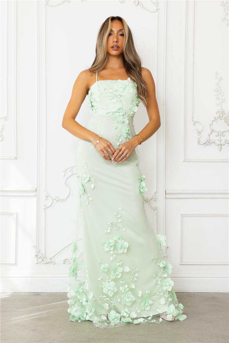 Flower Vine Maxi Dress Sage Product Image