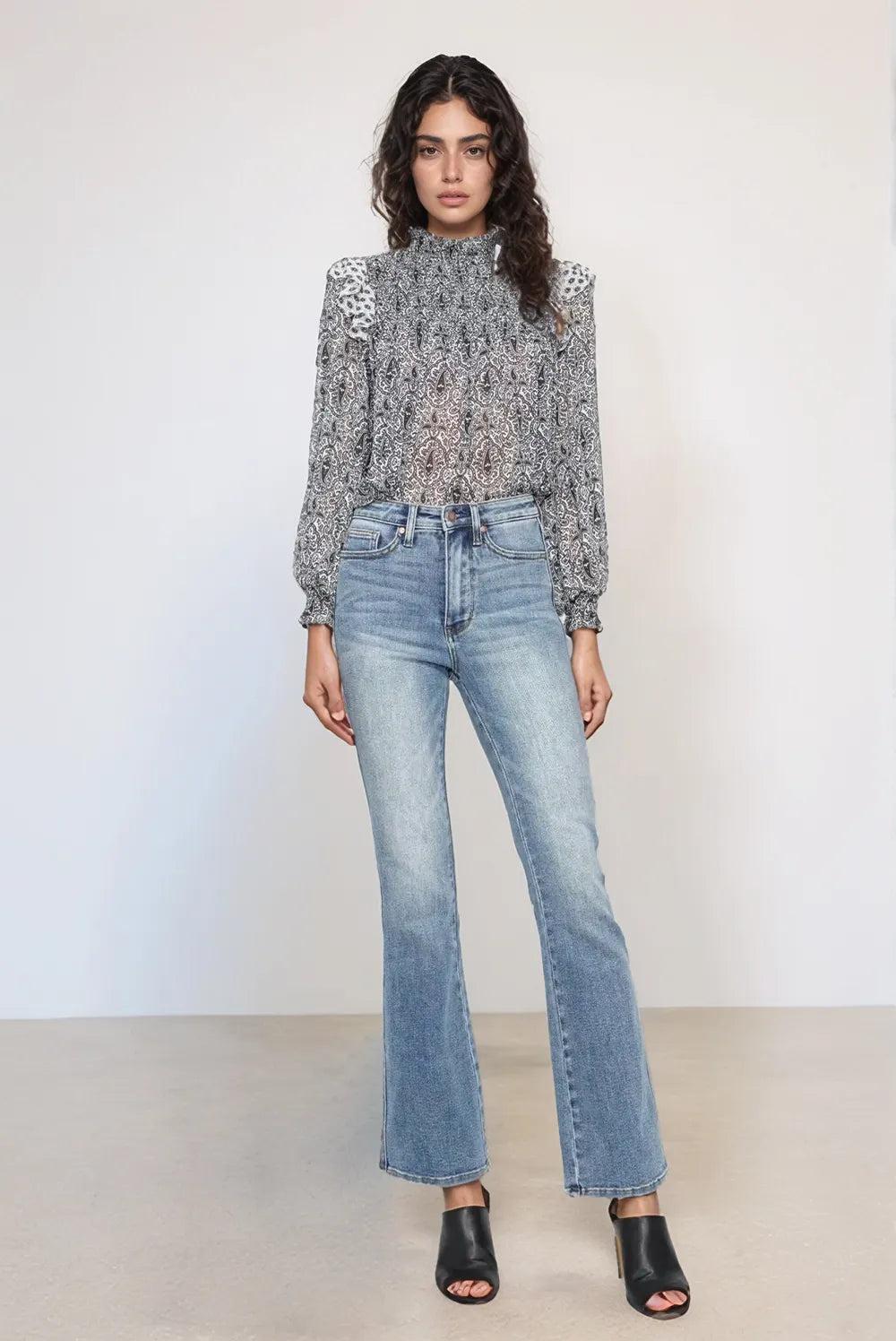 88783    Maritza Tummy Control Back Embroidered Pocket Bootcut Judy Blue Jeans Product Image