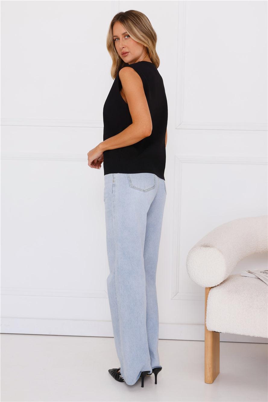 Stylish Side Knit Vest Black Product Image