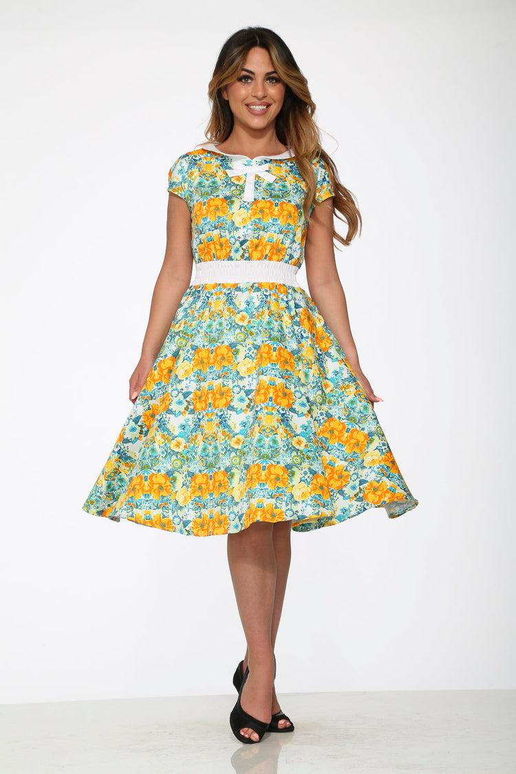 Yellow Floral Swing Dress Product Image