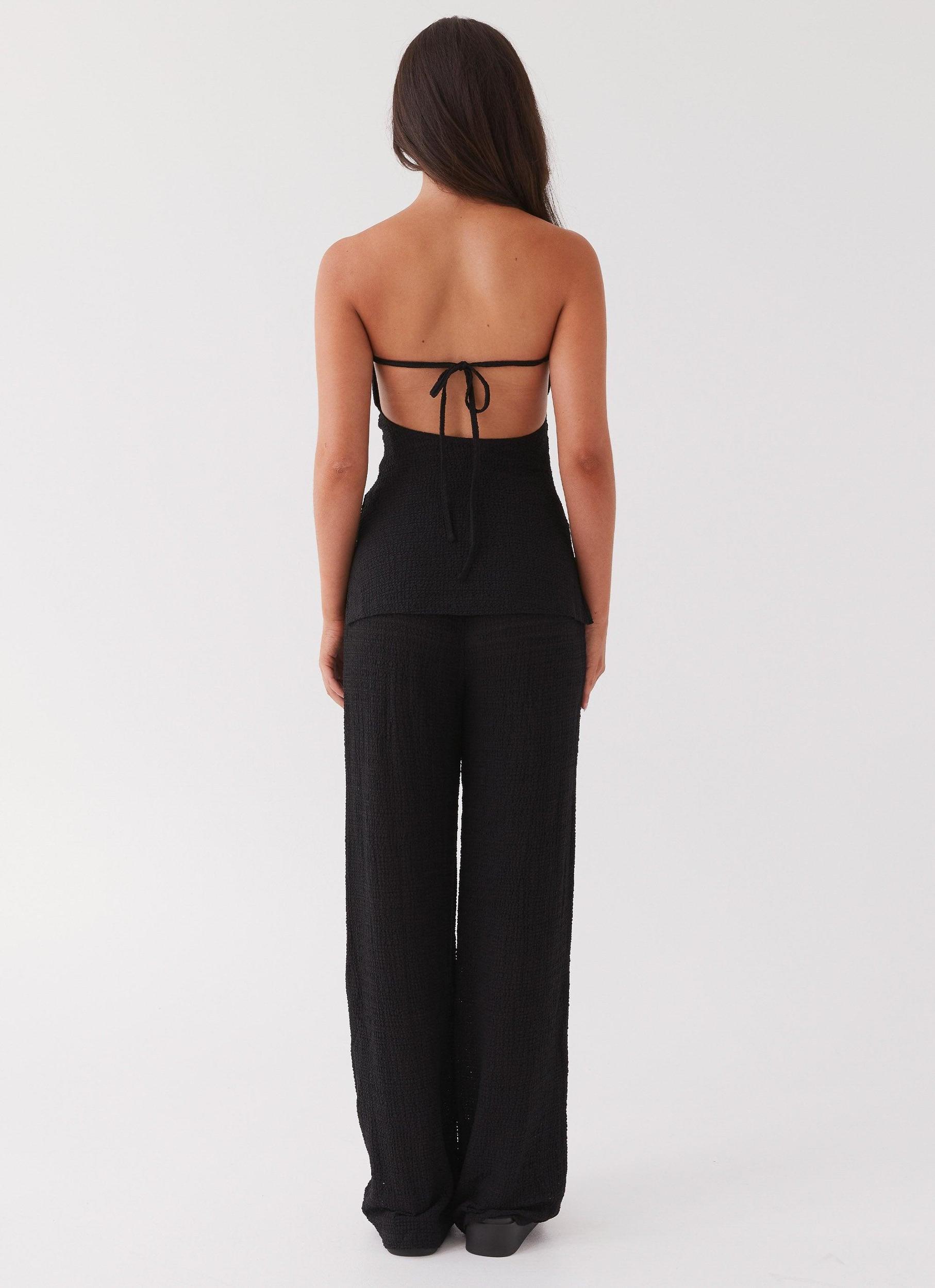 Jadey Waffle Pants - Black Product Image