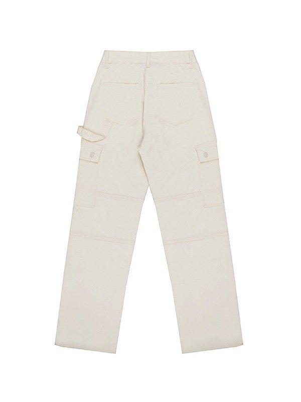 Washed Straight Leg Cargo Jeans Product Image