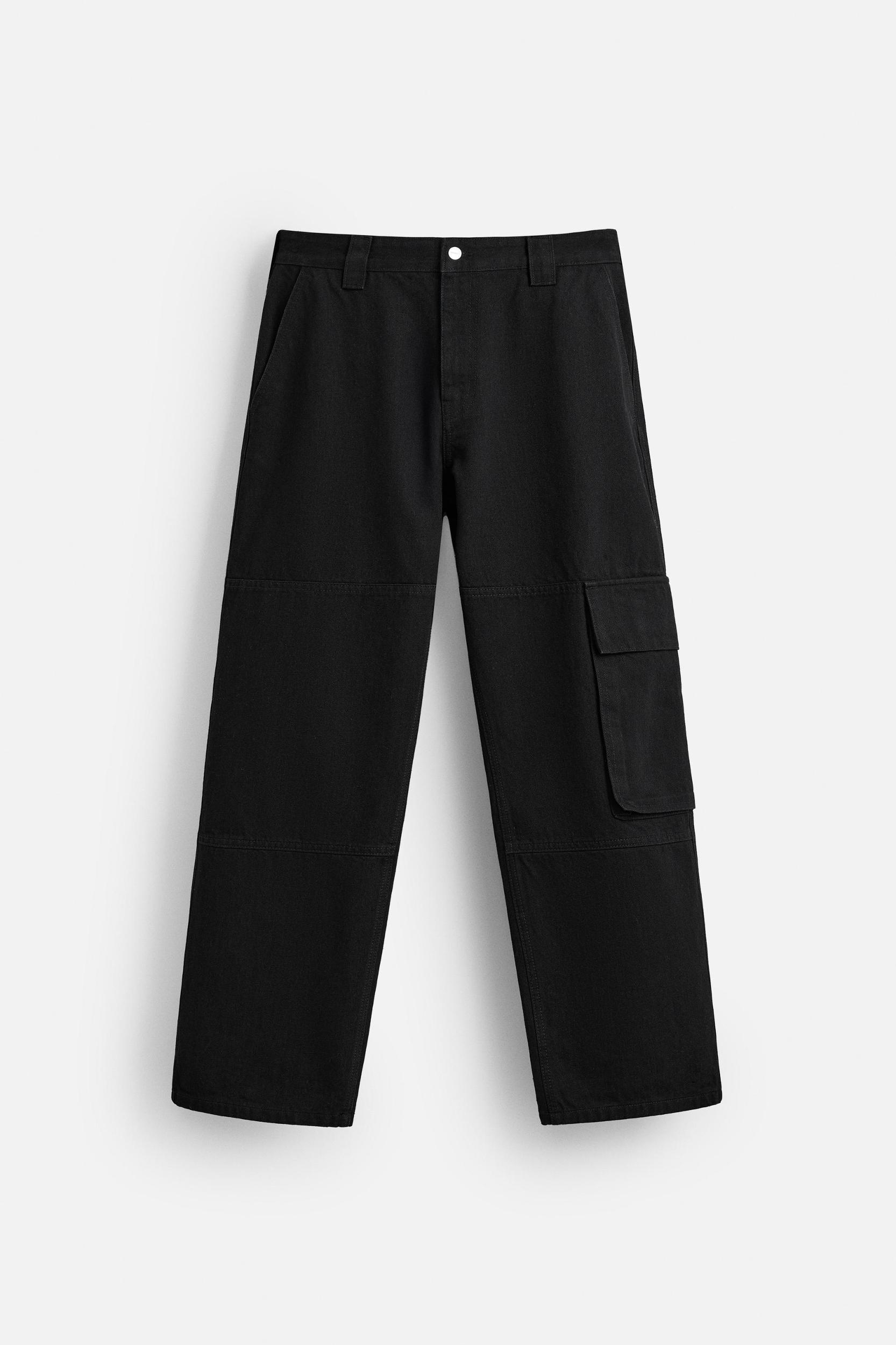 LEATHER PANEL CARGO JEANS Product Image