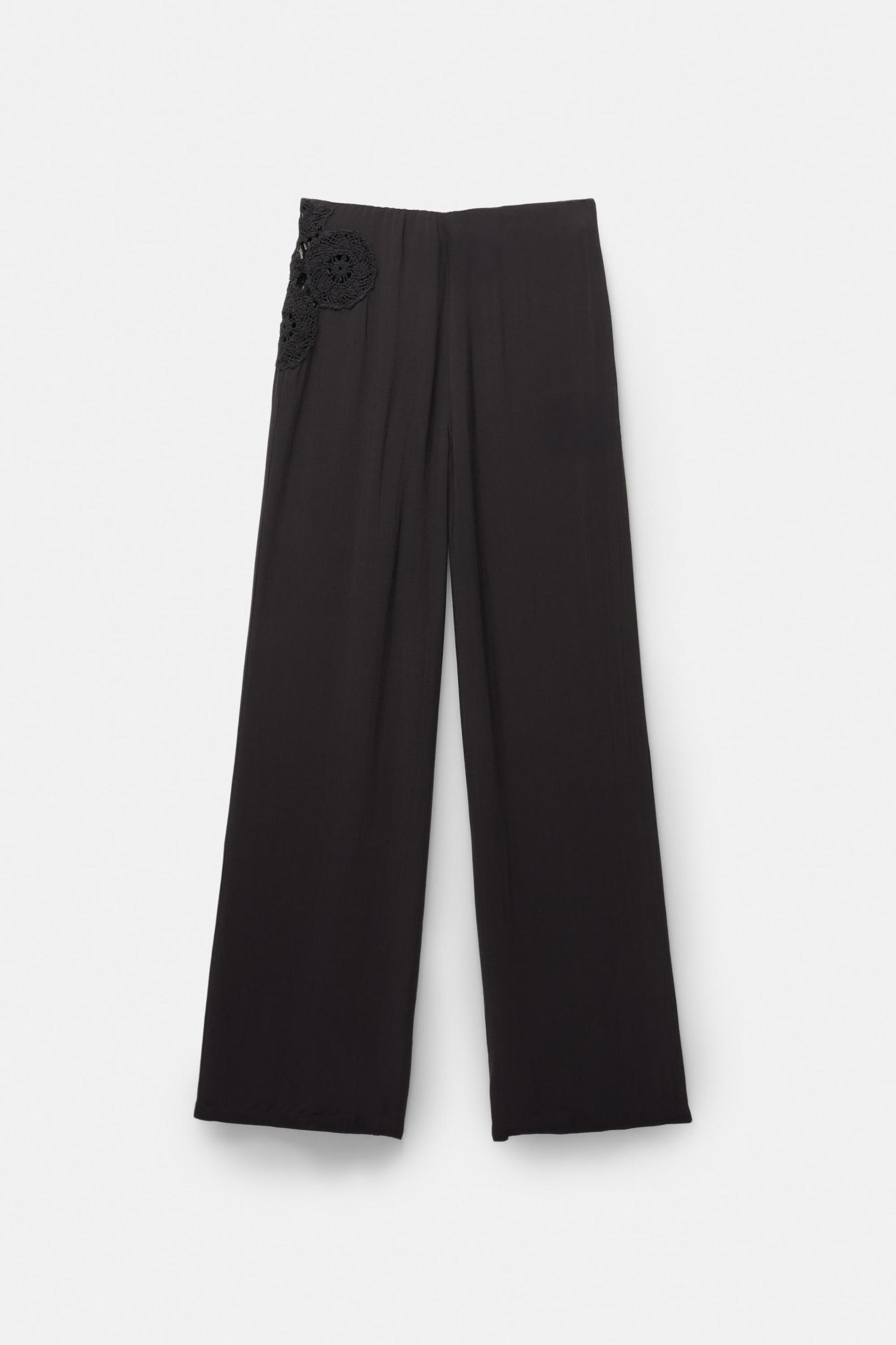 Rustic crochet embroidered trousers Product Image