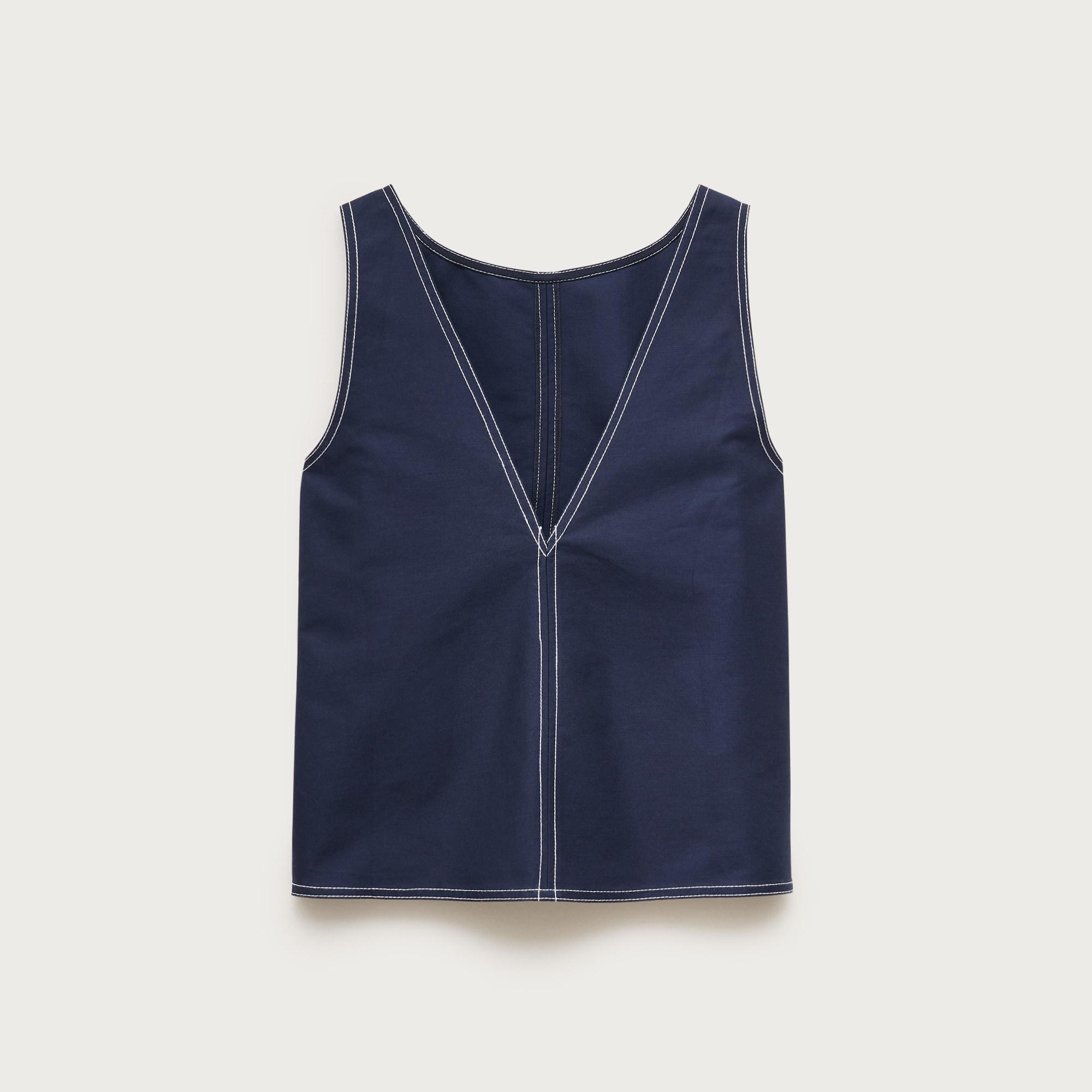 Contrast-stitch shell top in double cotton poplin Product Image