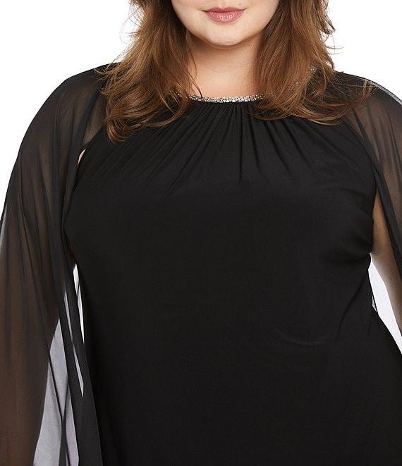R & M Richards Plus Size Beaded Crew Neck Sheath Dress Product Image