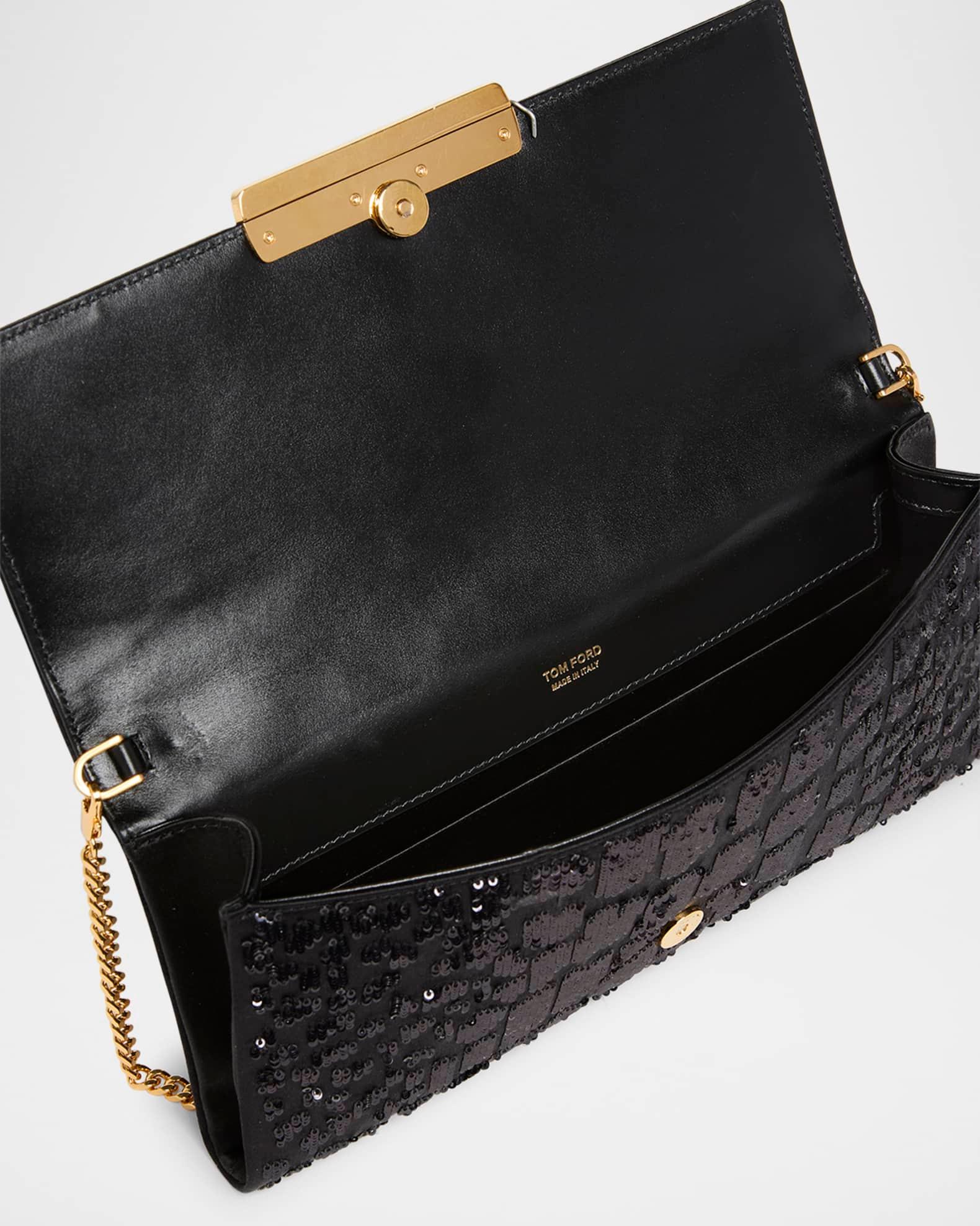 Bar Croc-Effect Sequin Clutch Bag in Viscose and Leather Product Image