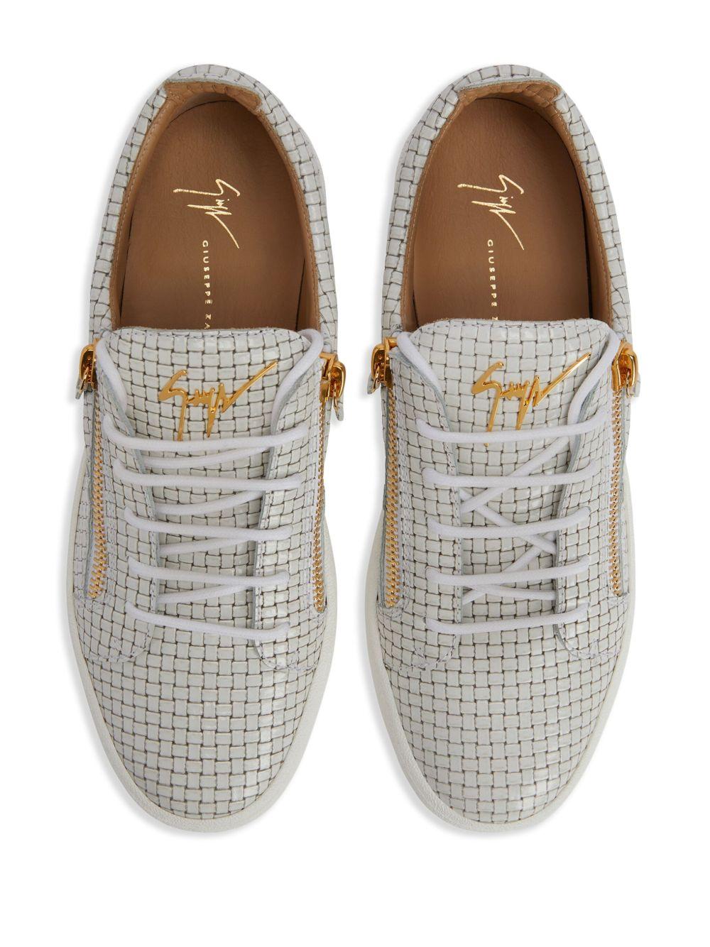 Frankie glossy woven-leather sneakers Product Image