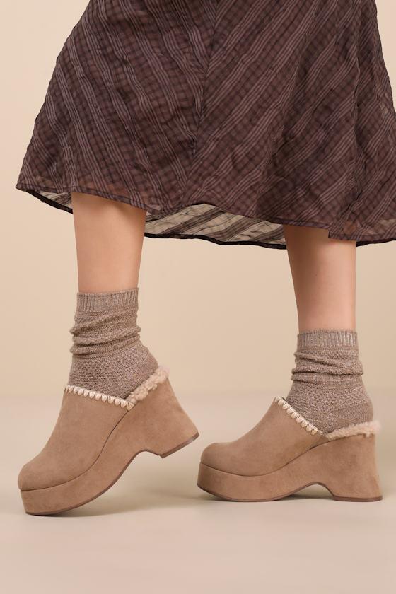Remeena Mushroom Suede Platform Clogs Product Image