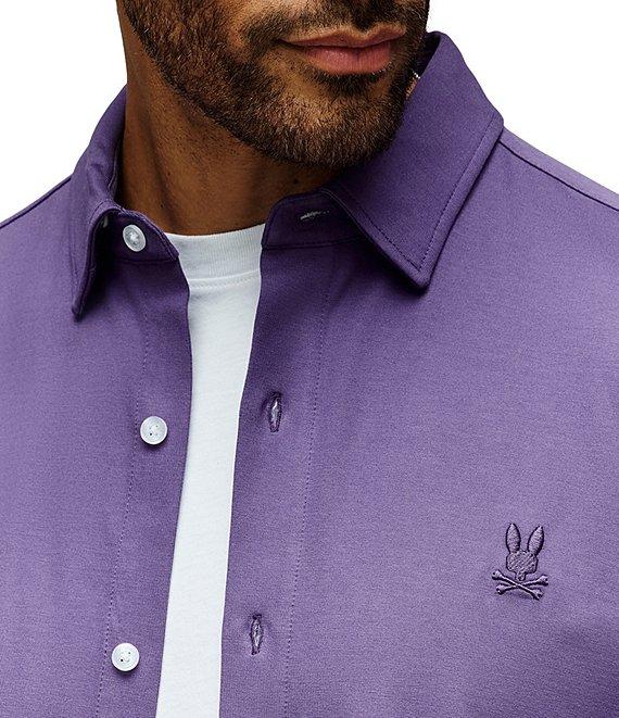 Psycho Bunny Jackson Classic Fit Stretch Knit Spread Collar Solid Dress Shirt Product Image
