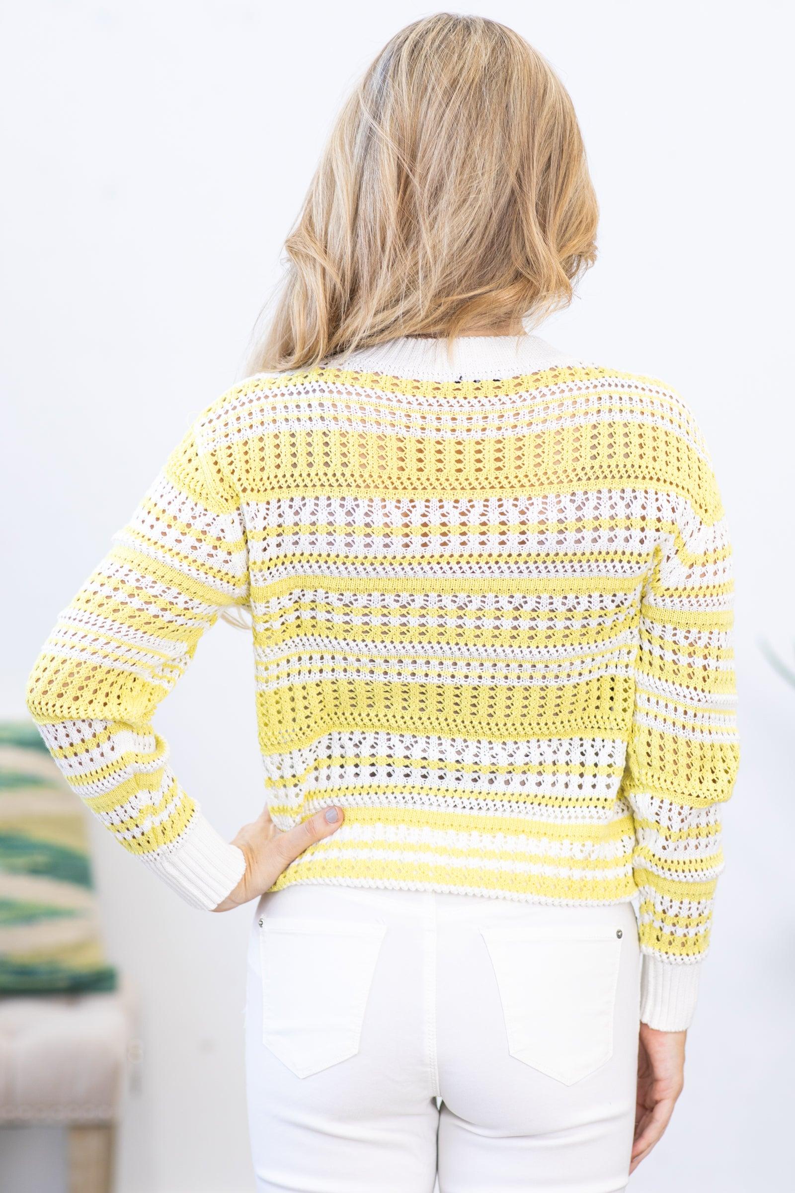 Light Olive Crochet Colorblock Sweater Product Image