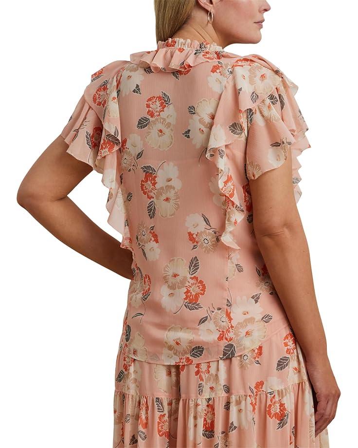 Floral Ruffle-Trim Georgette Gown Product Image