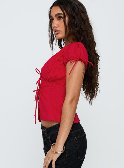 Incomparable Pleated Bust Top Red Product Image