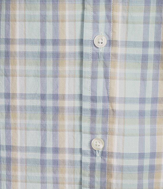 Roundtree & Yorke Long Sleeve Large Plaid Pattern Slub Sport Shirt Product Image