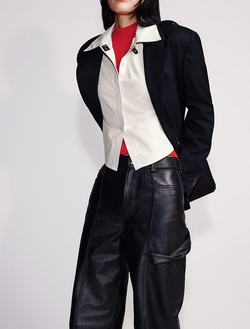 Leather Wide Leg Cargo Pants Product Image