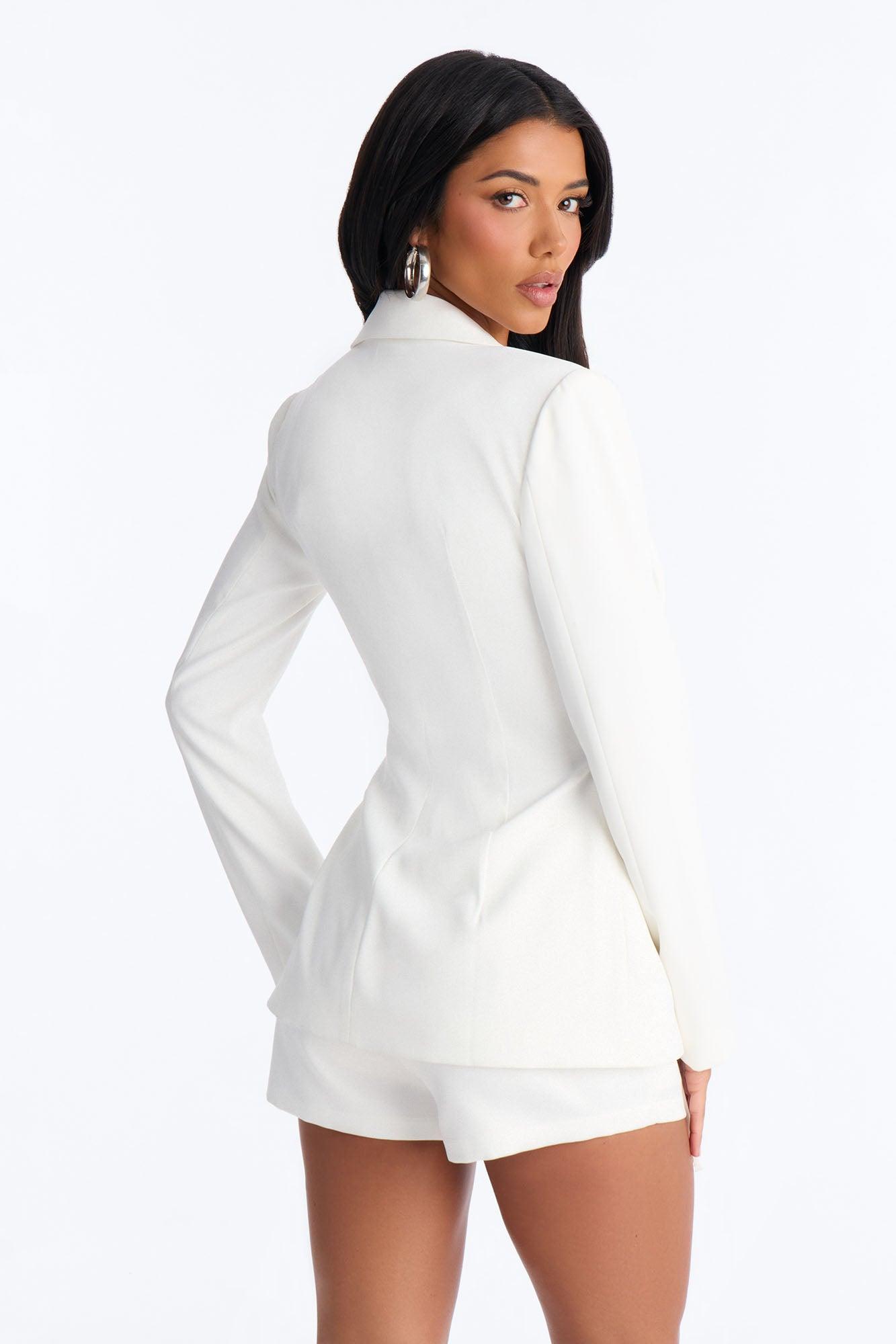 Cheyenne Crepe Woven Lace Up Blazer - Ivory Female Product Image