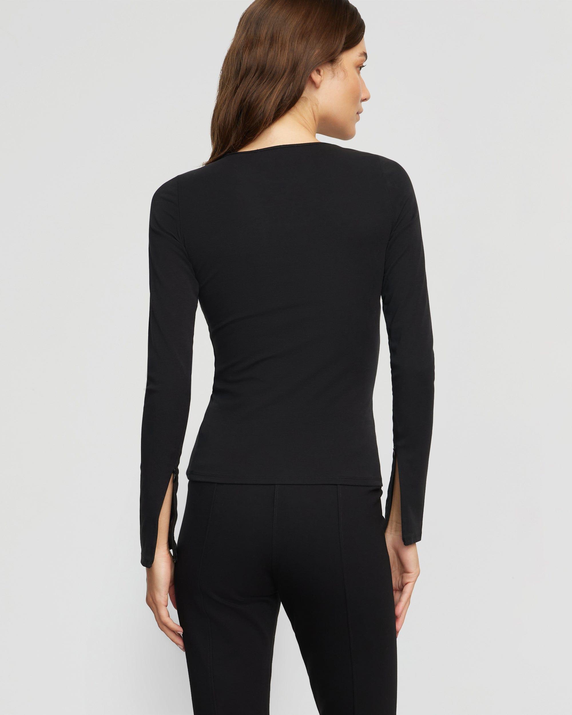 Ronit Zipper-Sleeve Crew-Neck Tee Product Image