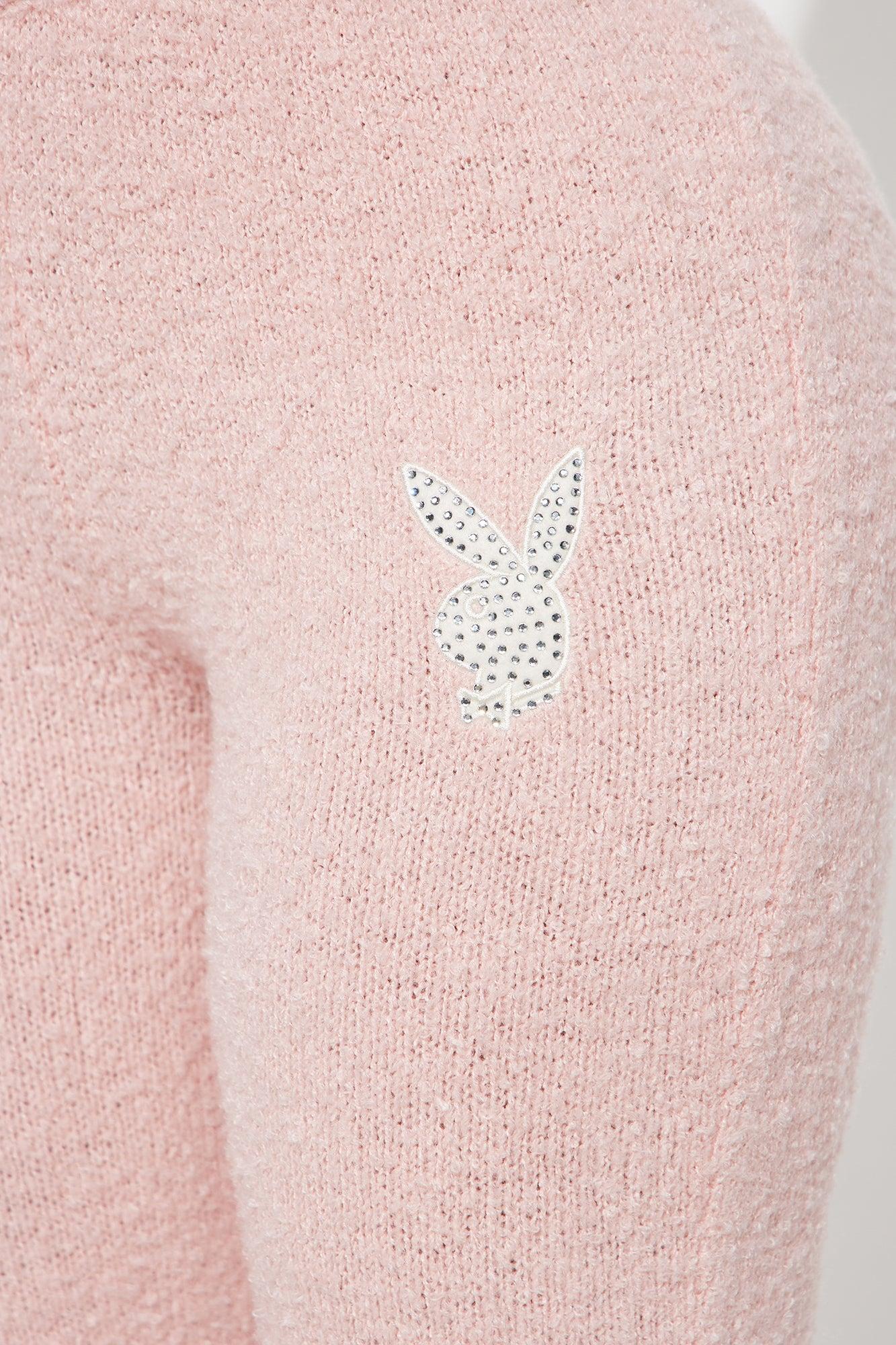 Playboy Rhinestone Cozy Wide Leg Pant - Pink Product Image