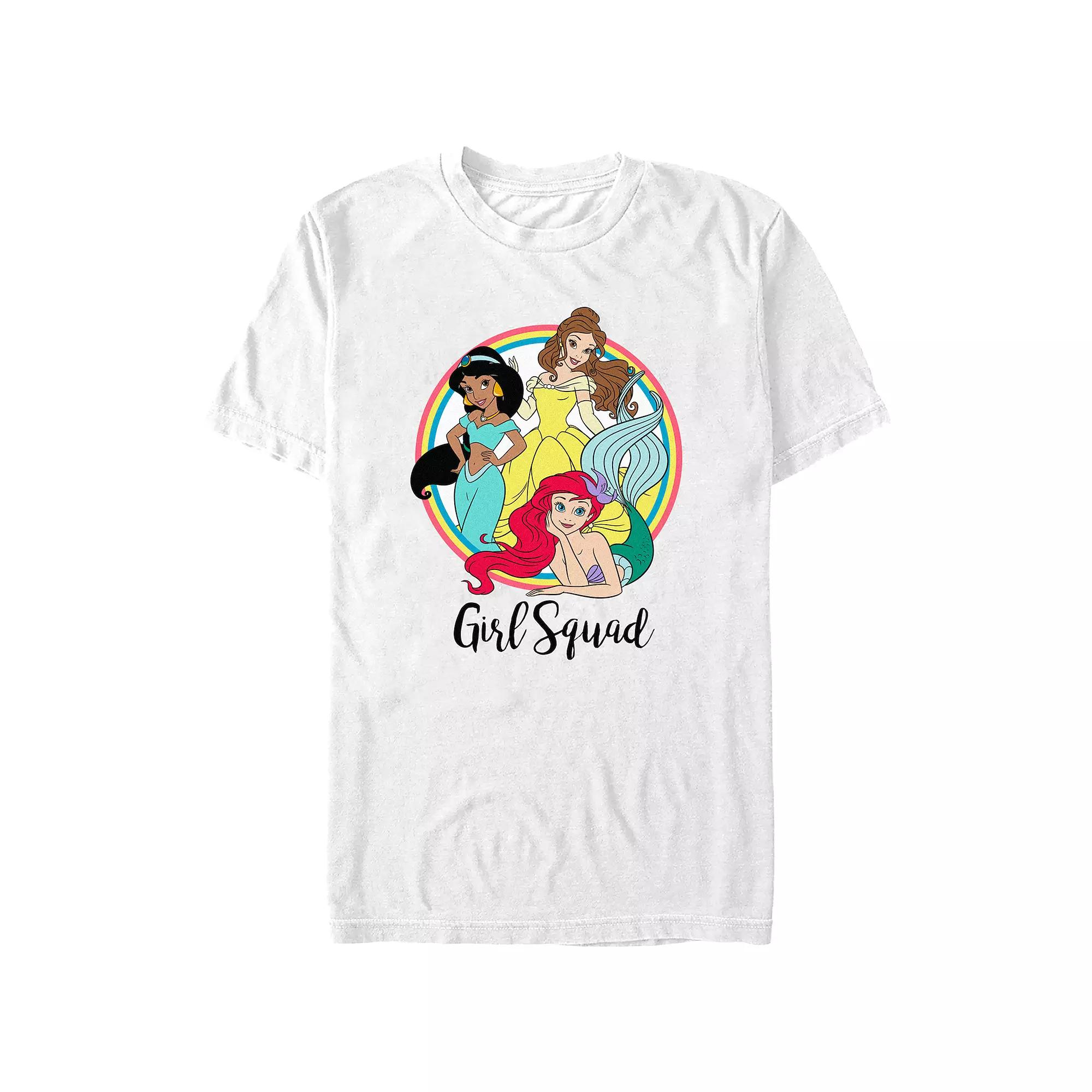 Disneys Jasmine, Belle & Ariel Princess Girl Squad Juniors Boyfriend Graphic Tee, Womens Product Image