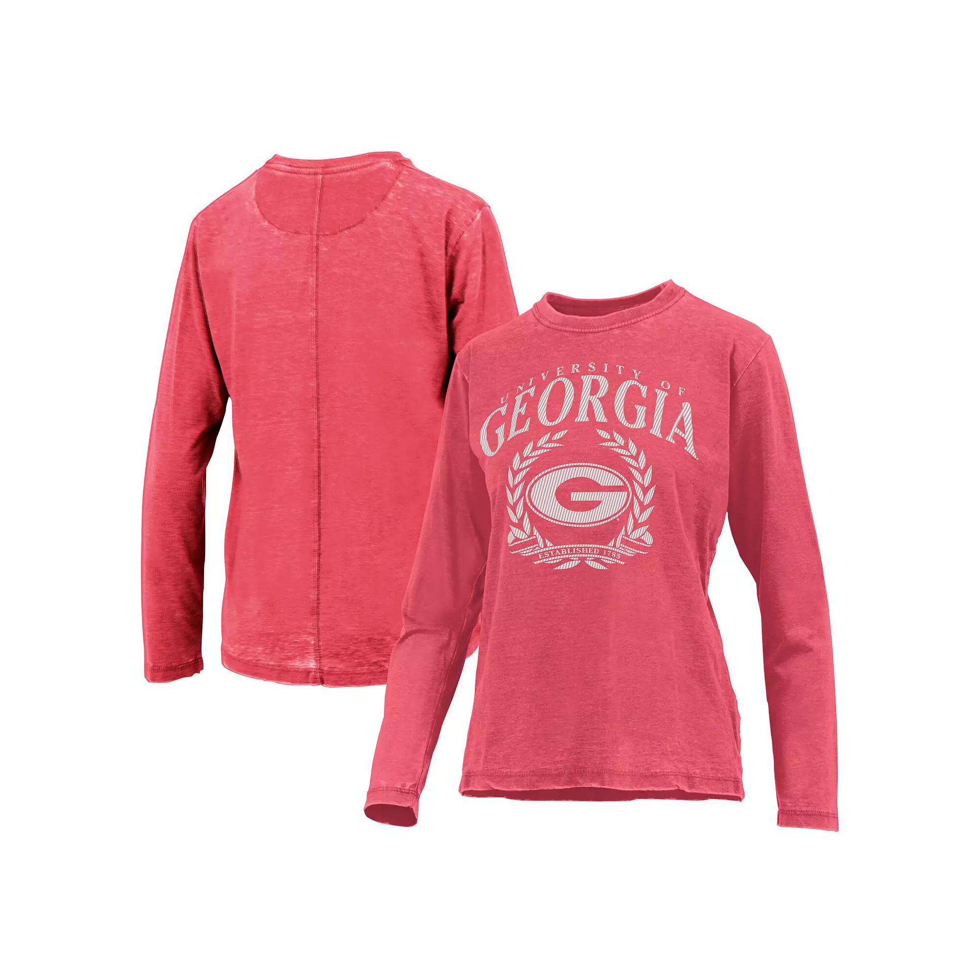 Women's Pressbox Red Georgia Bulldogs Chandler Olive Leaf Arch Long Sleeve T-Shirt,  Product Image