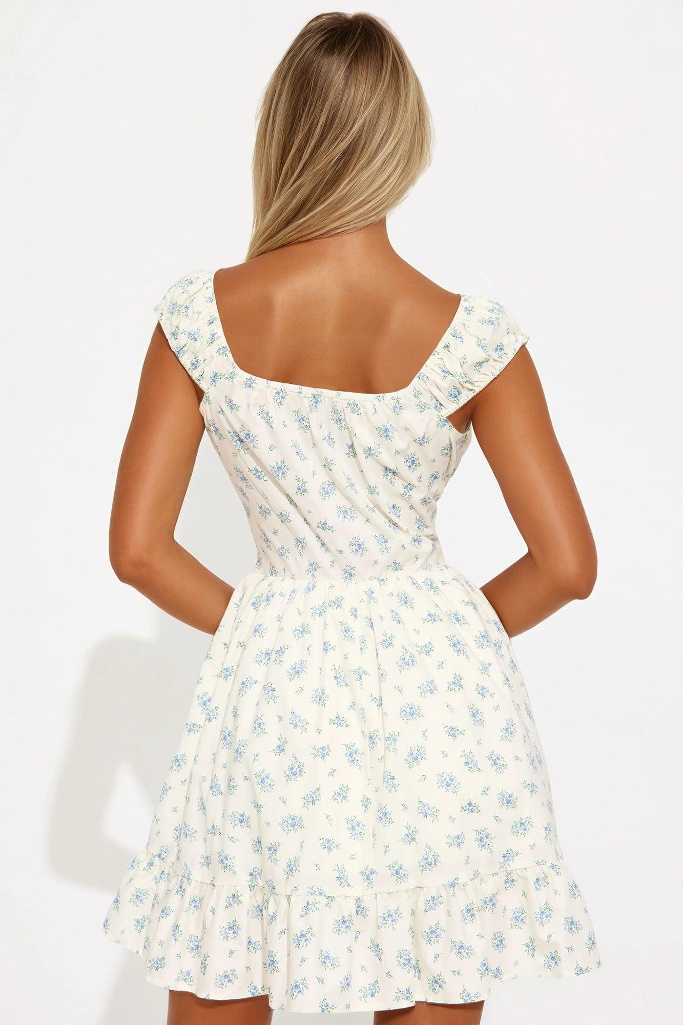 May Flowers Floral Mini Dress - Blue Product Image