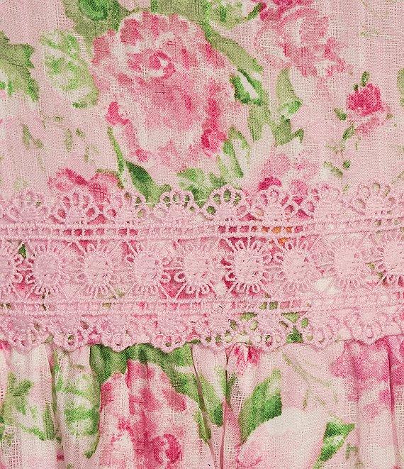 Blu Pepper Floral Print Tie Shoulder Square Neck Midi Dress Product Image