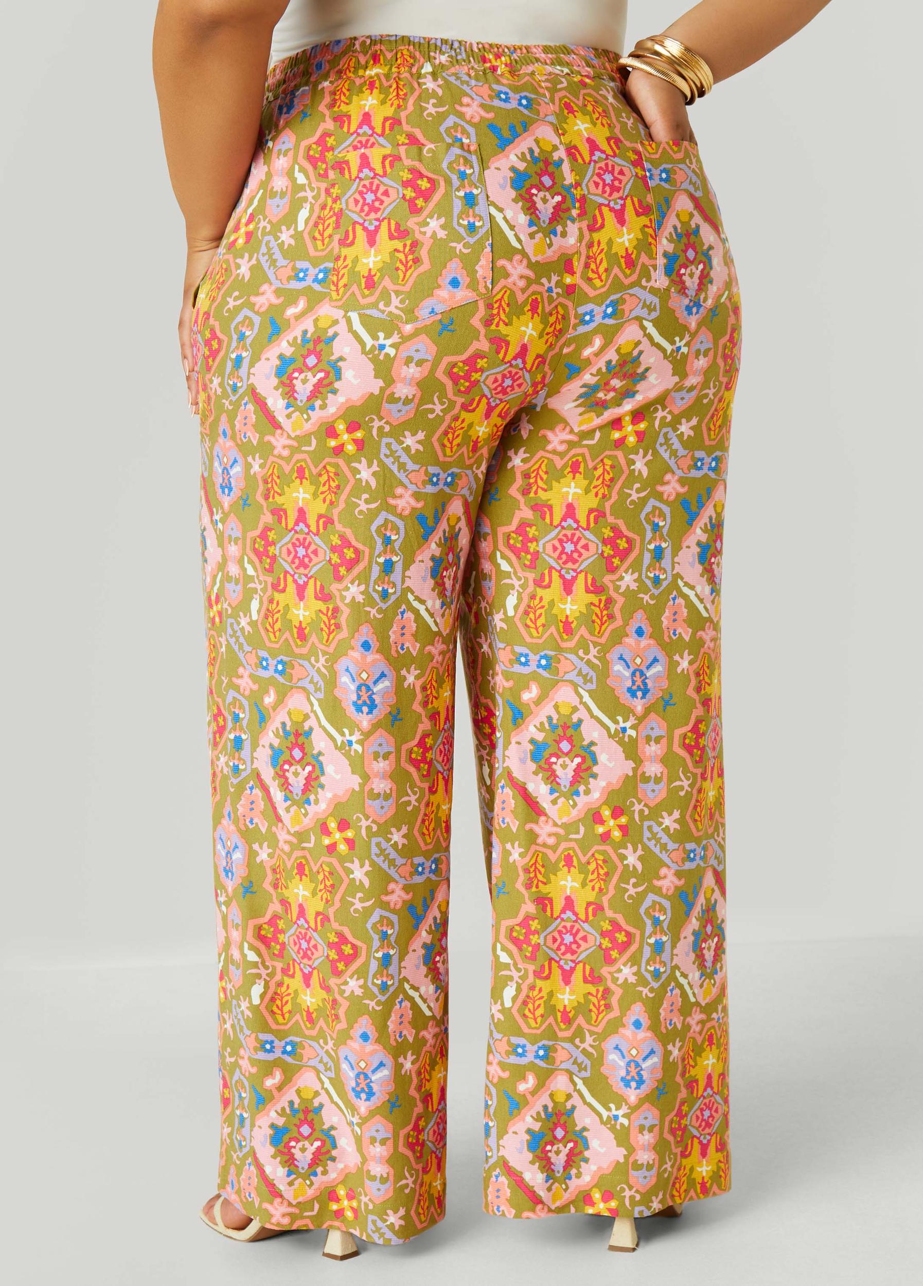 Abstract Print Wide Leg Pants Product Image